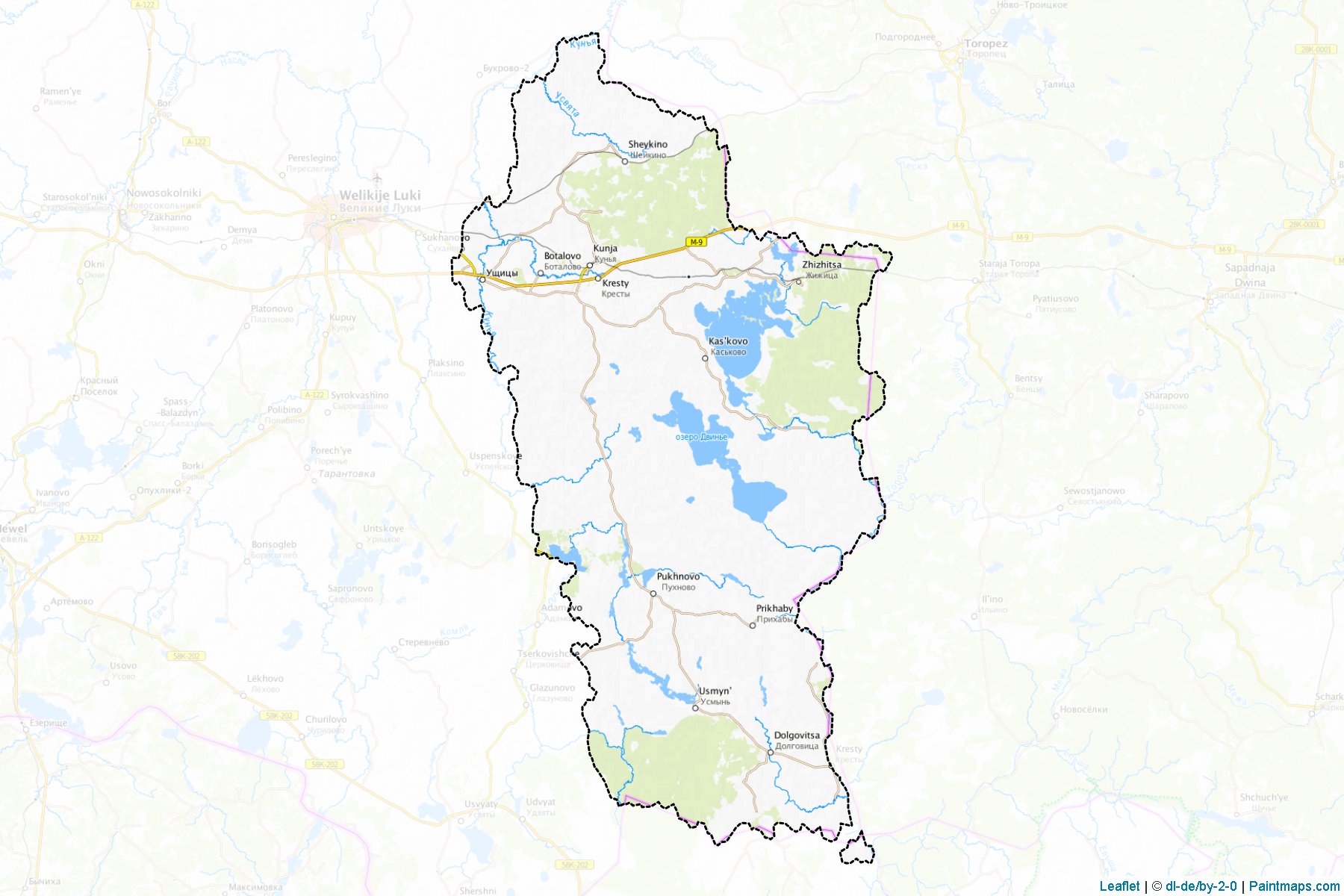 Muestras de recorte de mapas Kun'inskiy (Pskov)-1