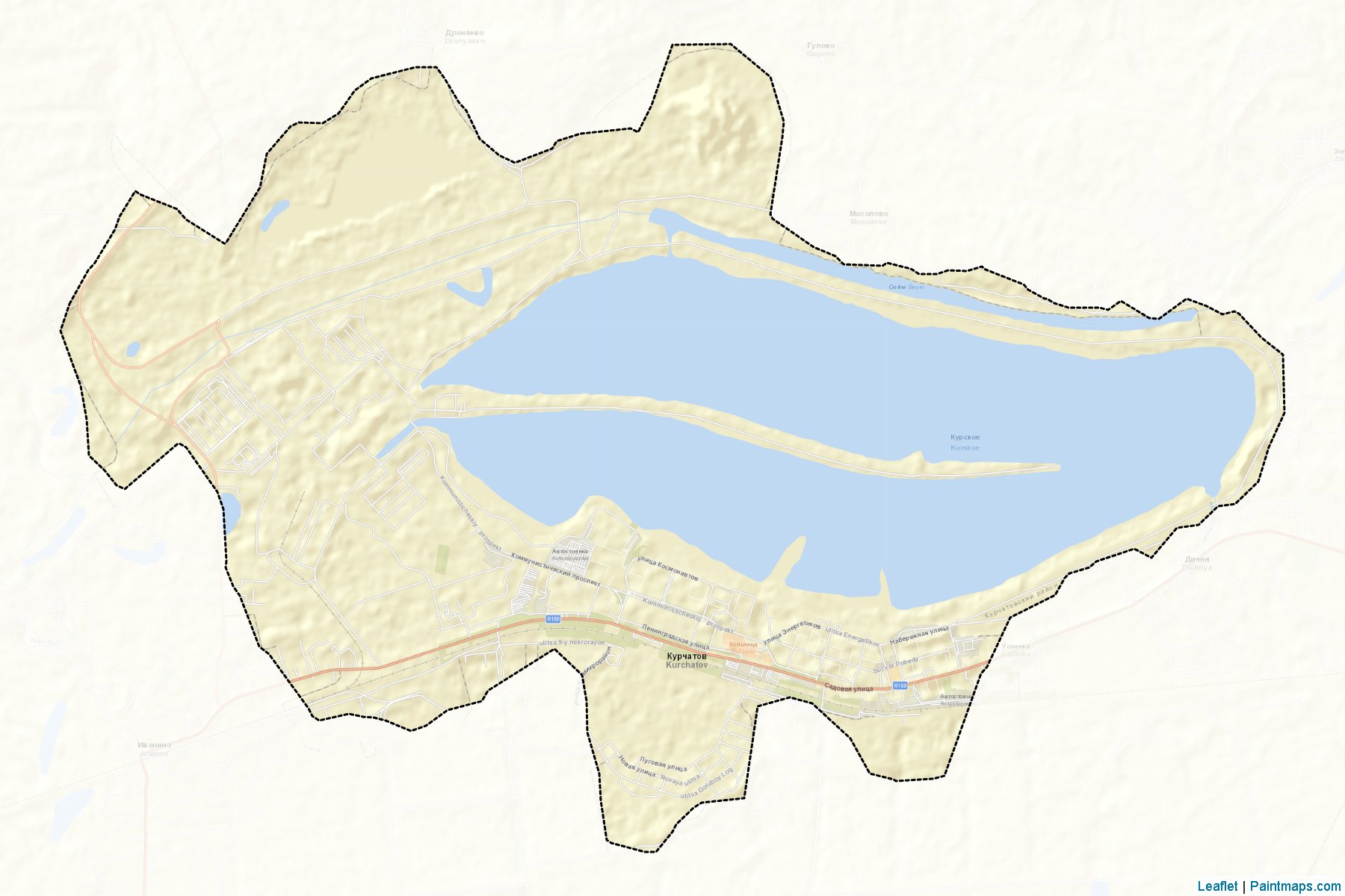 Muestras de recorte de mapas Kurchatov (Kursk)-2