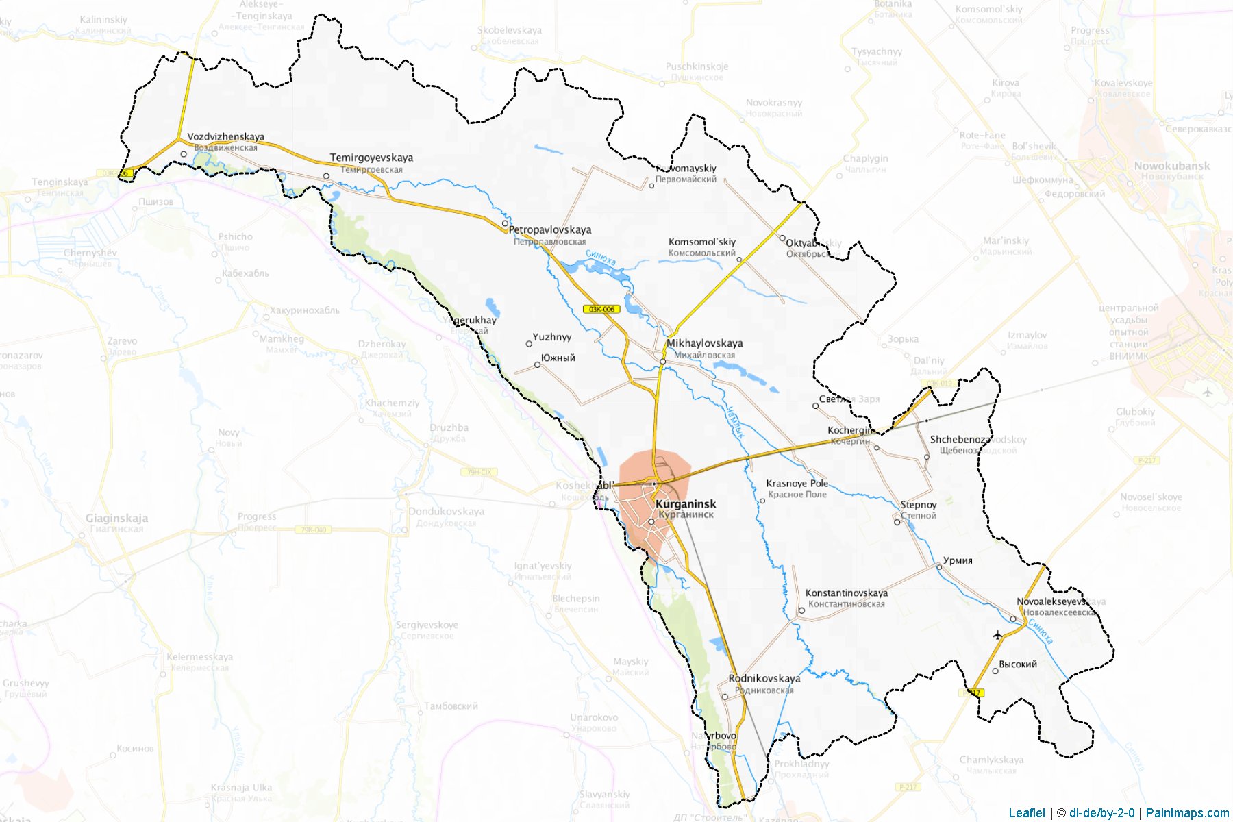 Muestras de recorte de mapas Kurganinskiy (Krasnodar)-1