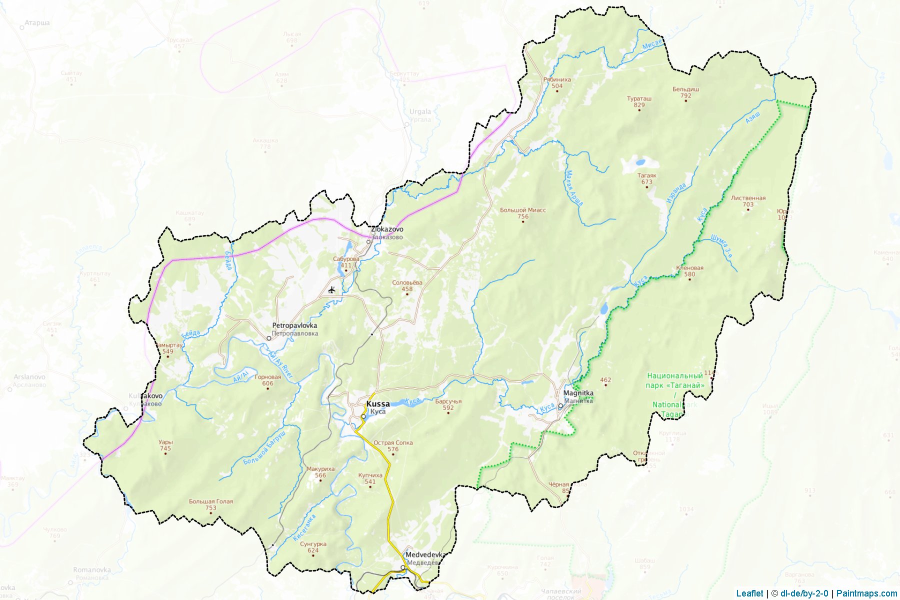 Muestras de recorte de mapas Kusinskiy (Chelyabinsk)-1