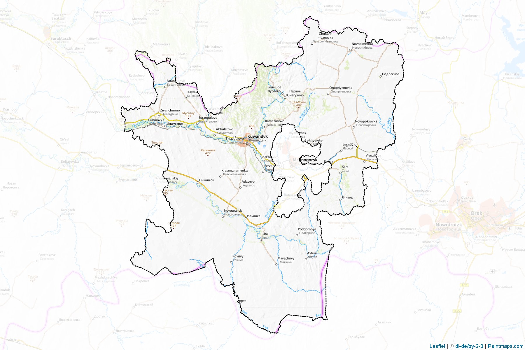 Kuvandykskiy (Orenburg) Map Cropping Samples-1