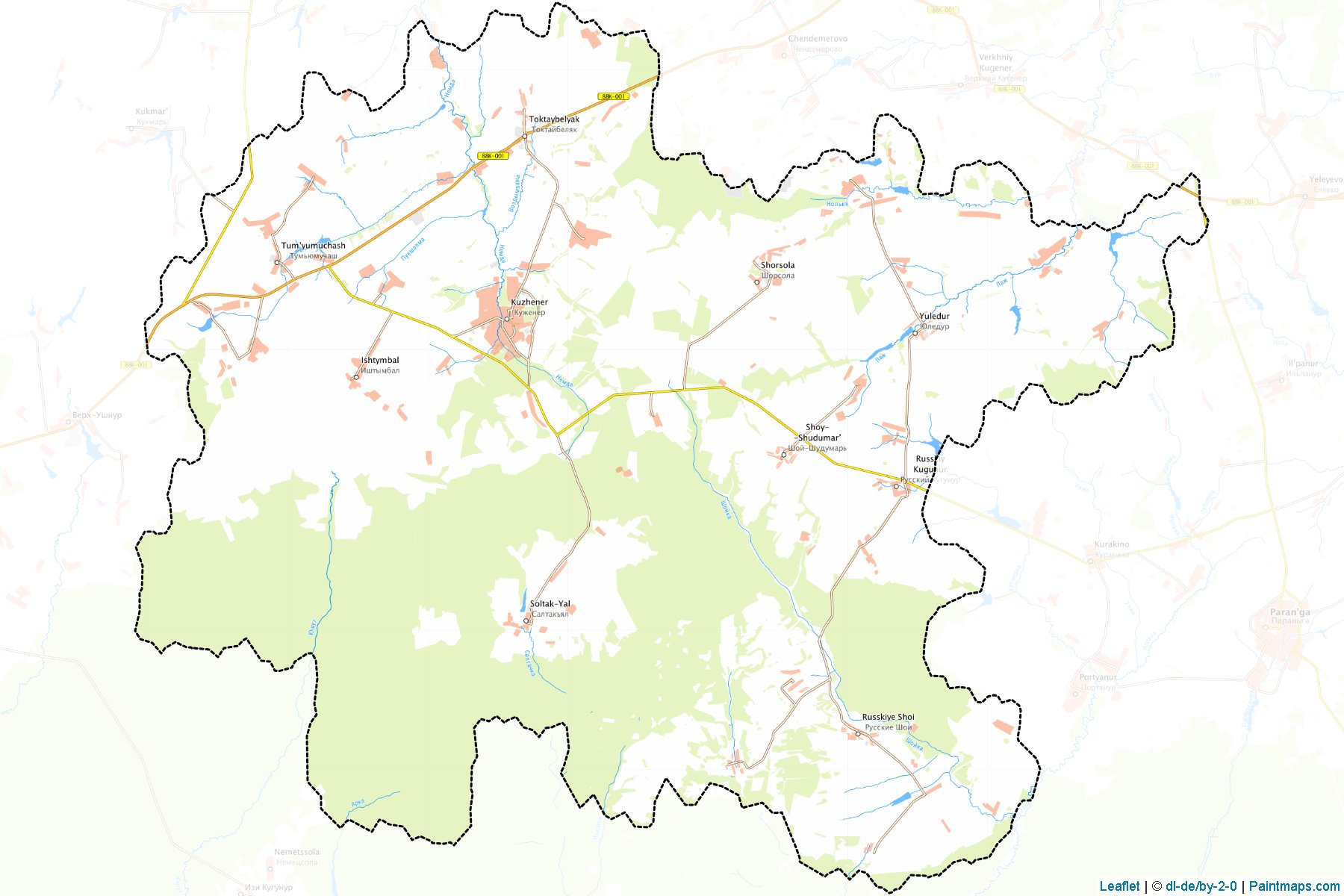 Muestras de recorte de mapas Kuzhenerskiy (Mari El)-1