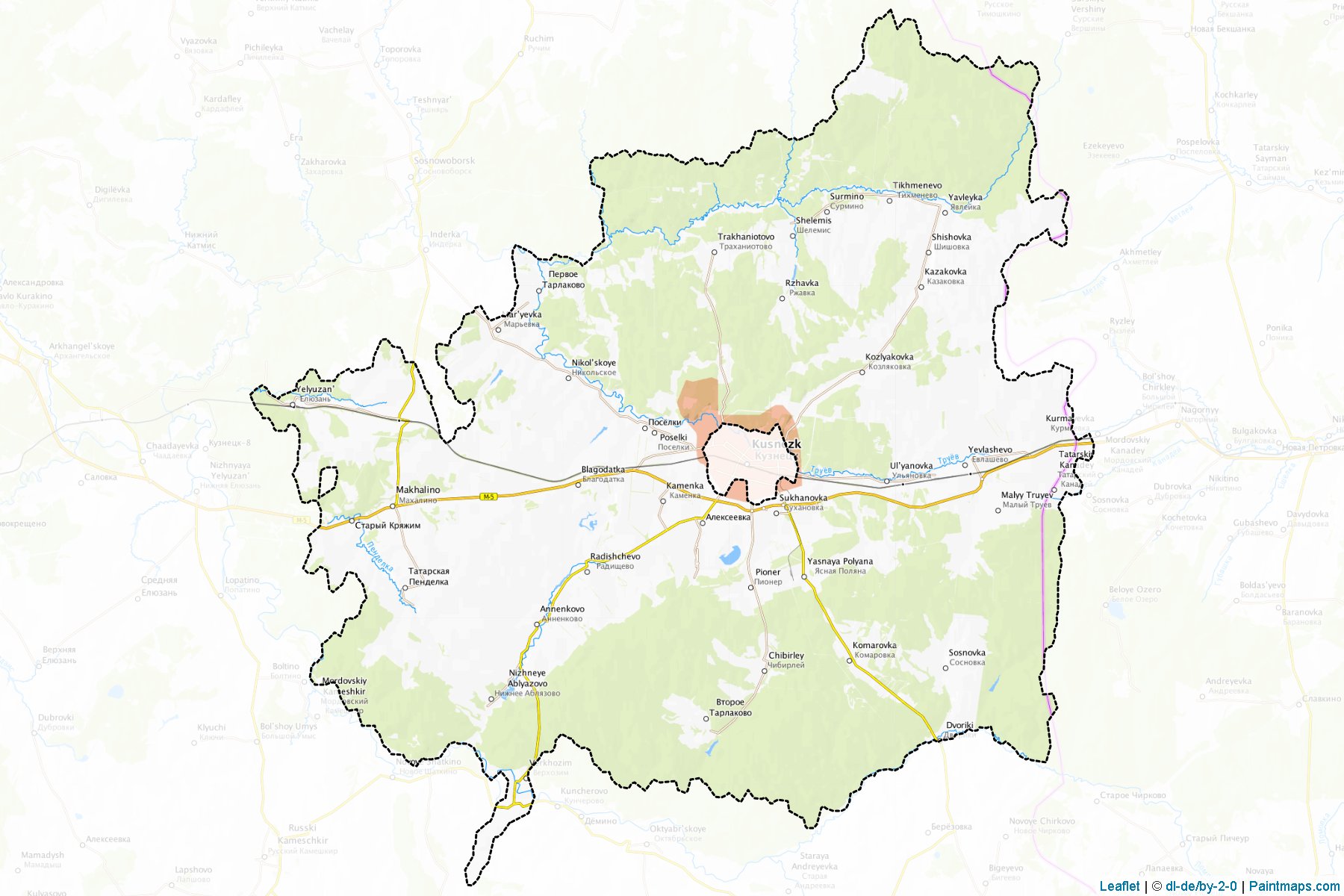 Muestras de recorte de mapas Kuzneckij (Penza)-1