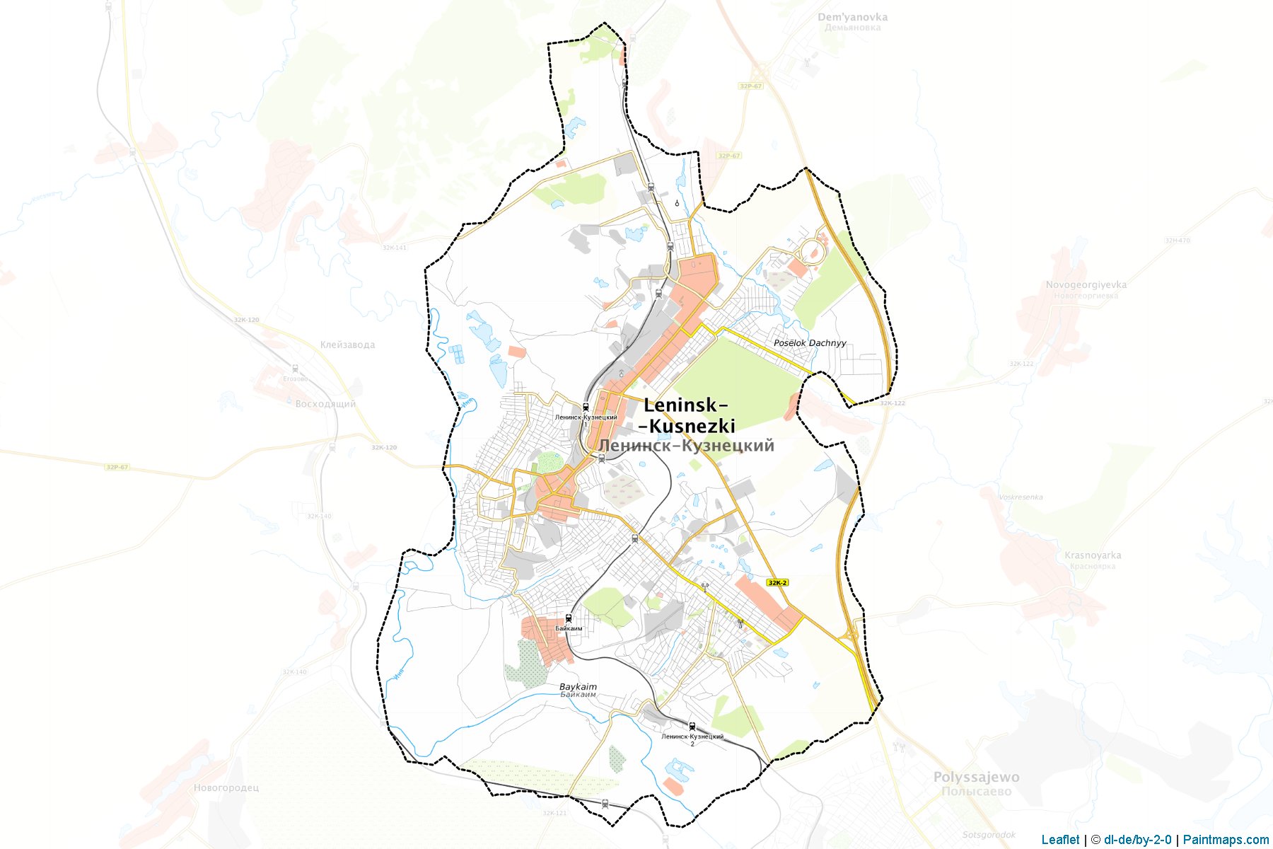 Leninsk-Kuzneckij (Kemerovo) Map Cropping Samples-1