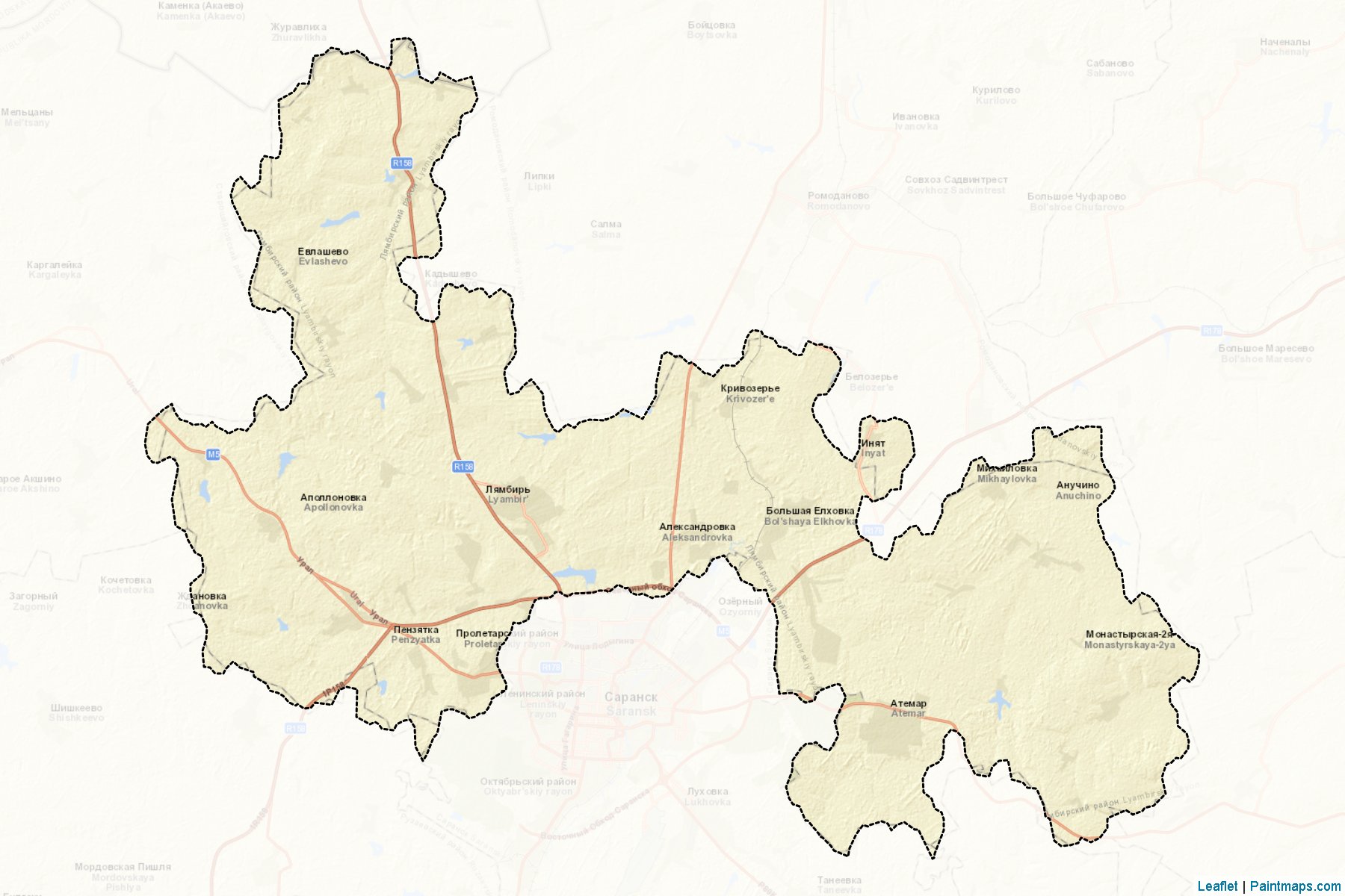 Muestras de recorte de mapas Ljambirskiy (Mordovia)-2