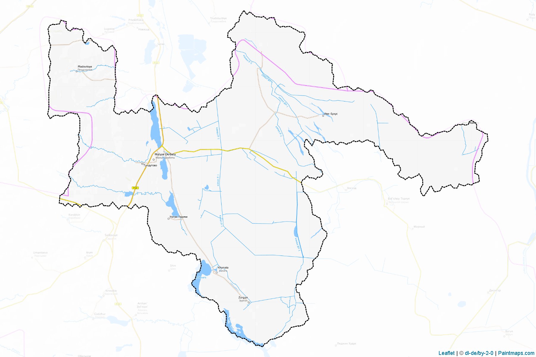 Muestras de recorte de mapas Maloderbetovskiy (Kalmykia)-1