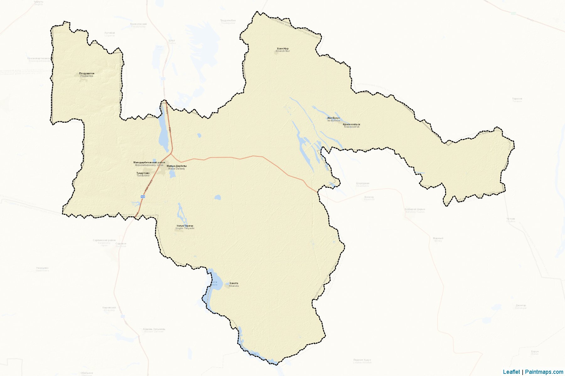 Muestras de recorte de mapas Maloderbetovskiy (Kalmykia)-2