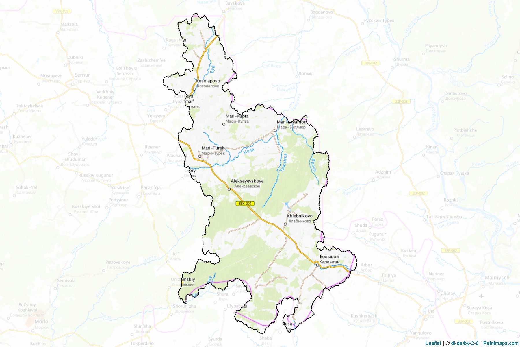 Muestras de recorte de mapas Mari-Turekskiy (Mari El)-1