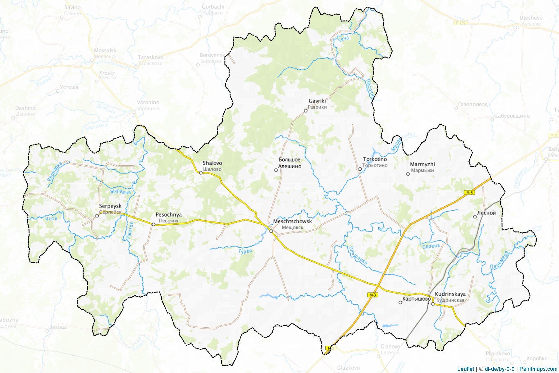 Muestras de recorte de mapas Meshhovskiy (Kaluga)-1