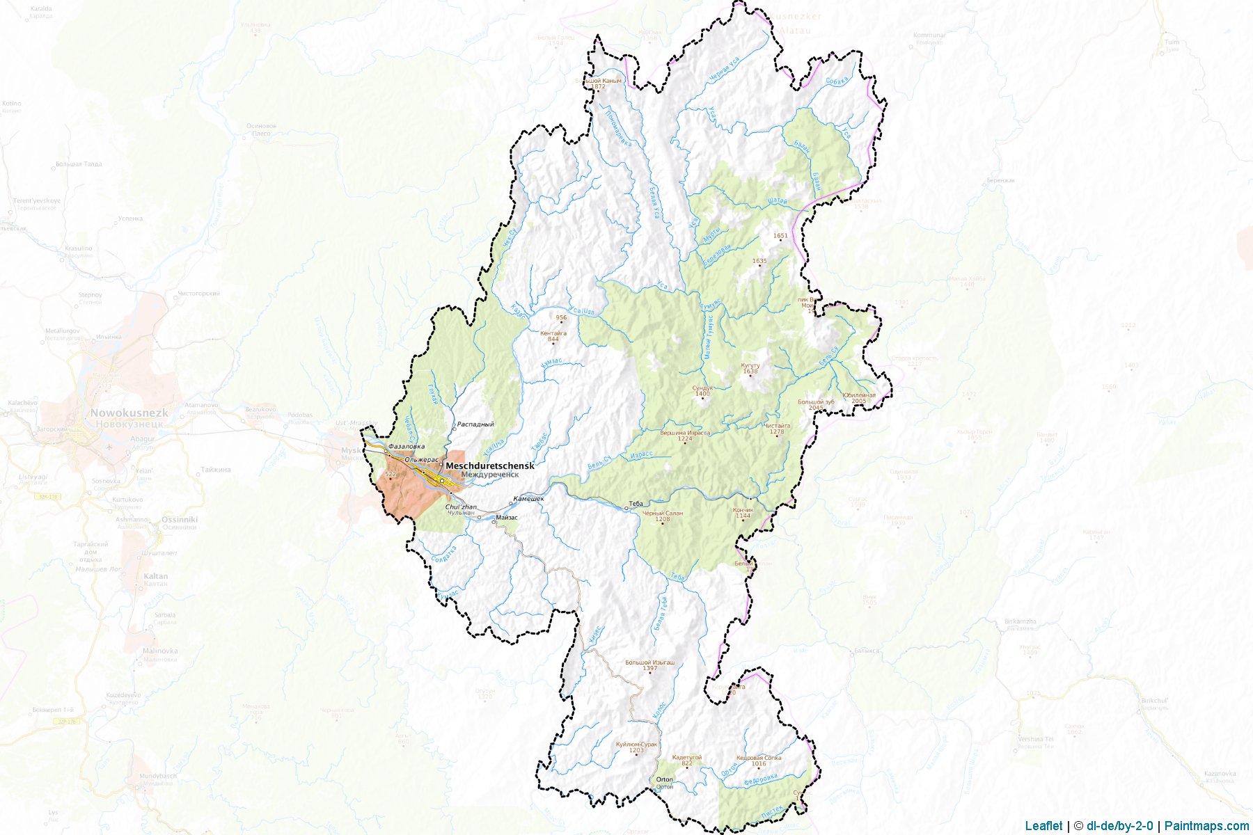 Muestras de recorte de mapas Mezhdurechensk (Kemerovo)-1