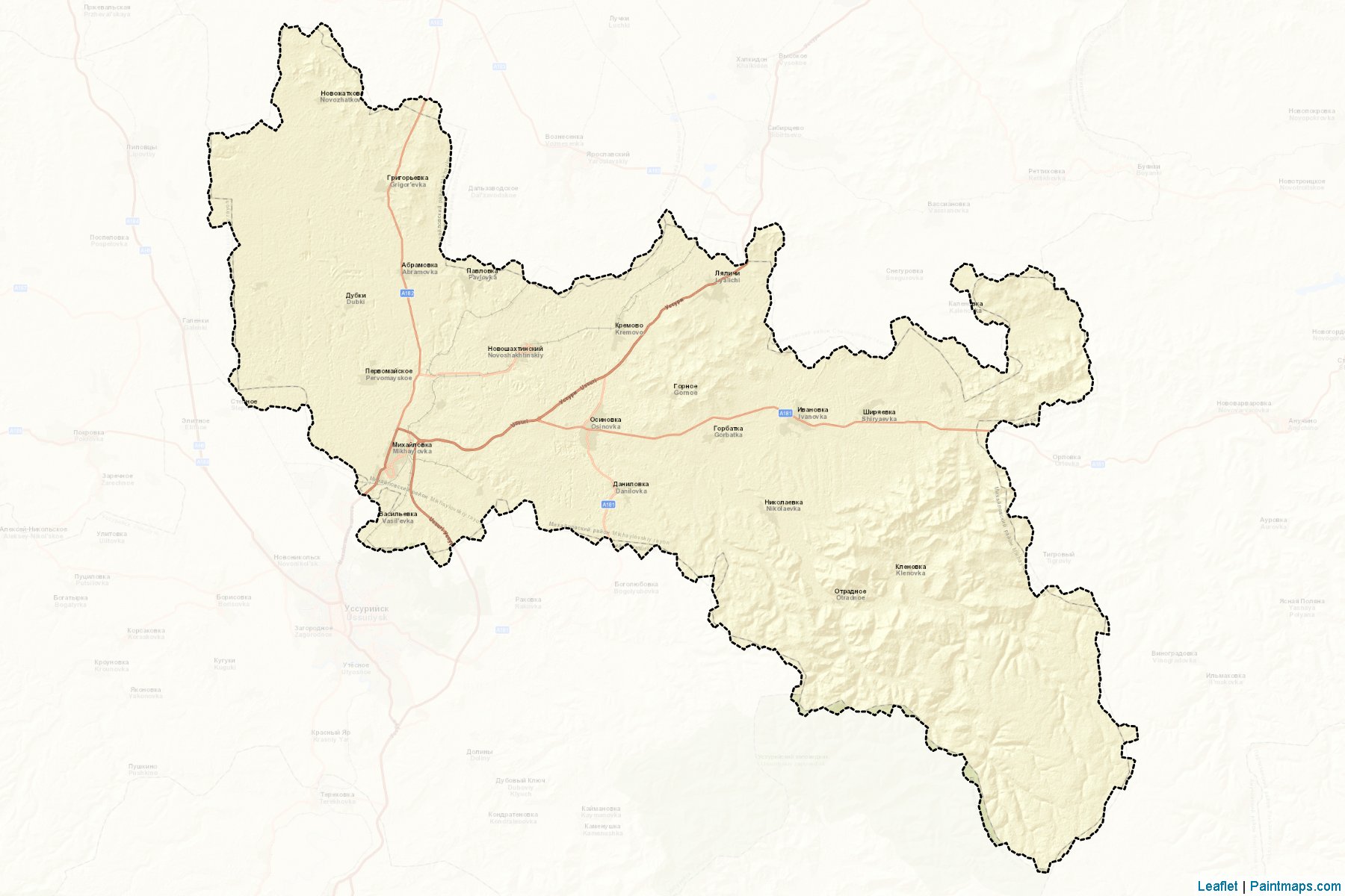 Muestras de recorte de mapas Mikhajlovskiy (Primorsky)-2