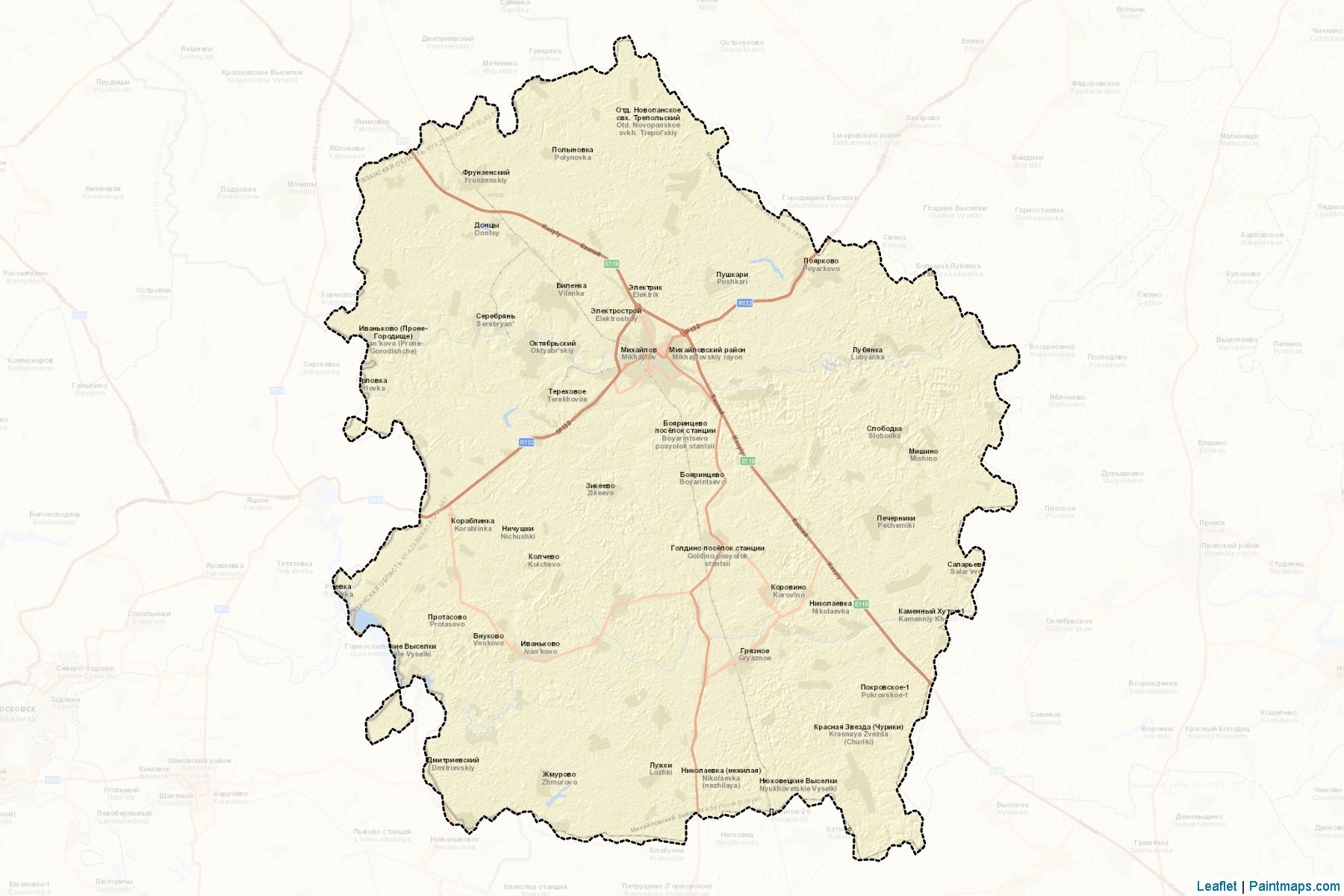 Muestras de recorte de mapas Mikhajlovskiy (Ryazan)-2