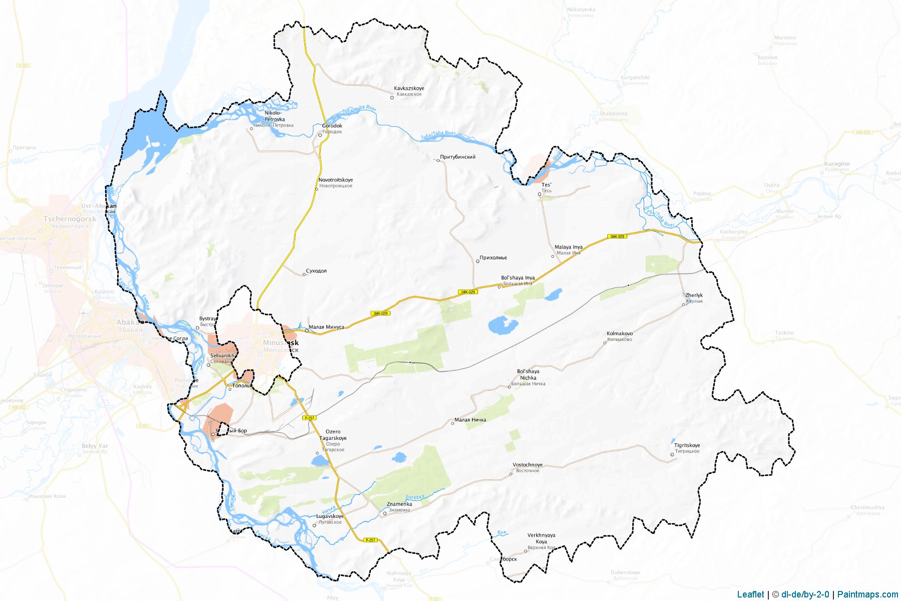 Muestras de recorte de mapas Minusinskiy (Krasnoyarsk)-1