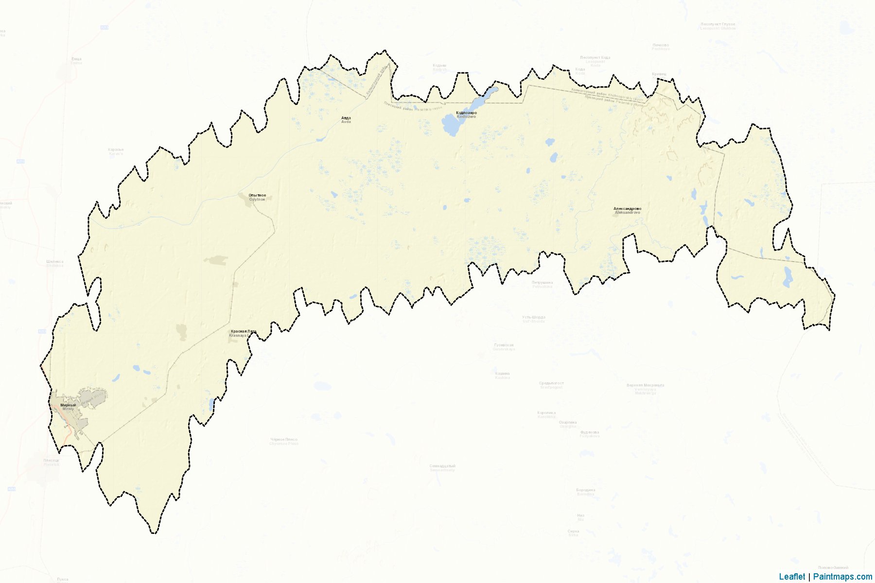 Muestras de recorte de mapas Mirnyj (Arkhangelsk)-2