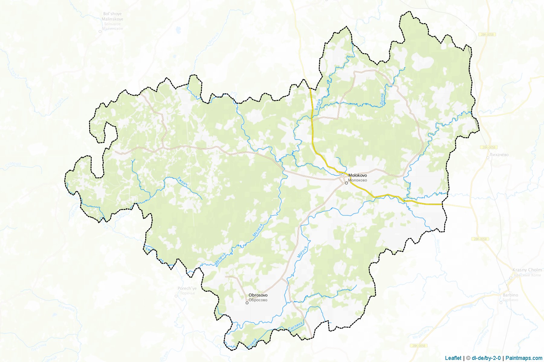 Muestras de recorte de mapas Molokovskiy (Tver)-1