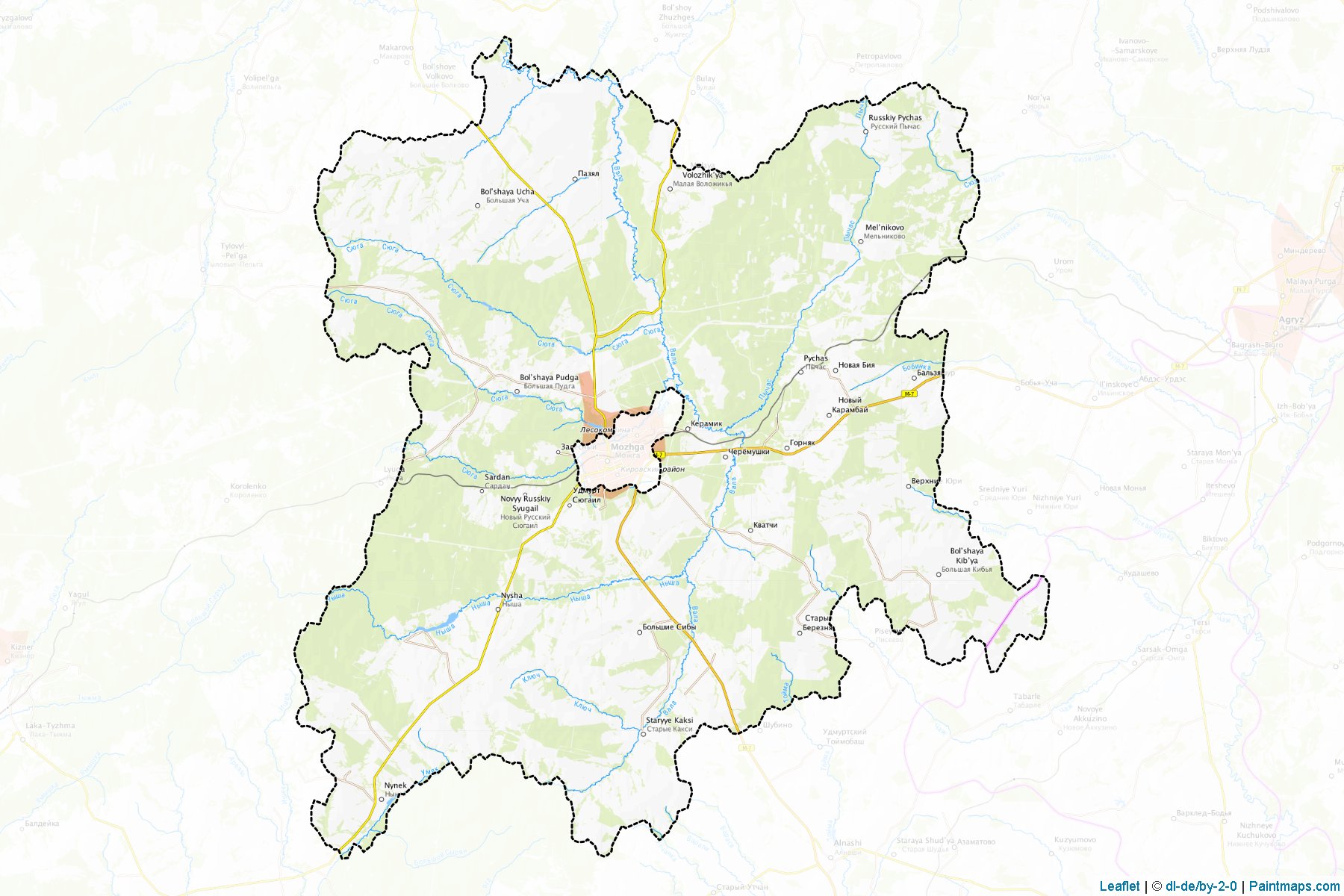 Muestras de recorte de mapas Mozhginskiy (Udmurt)-1