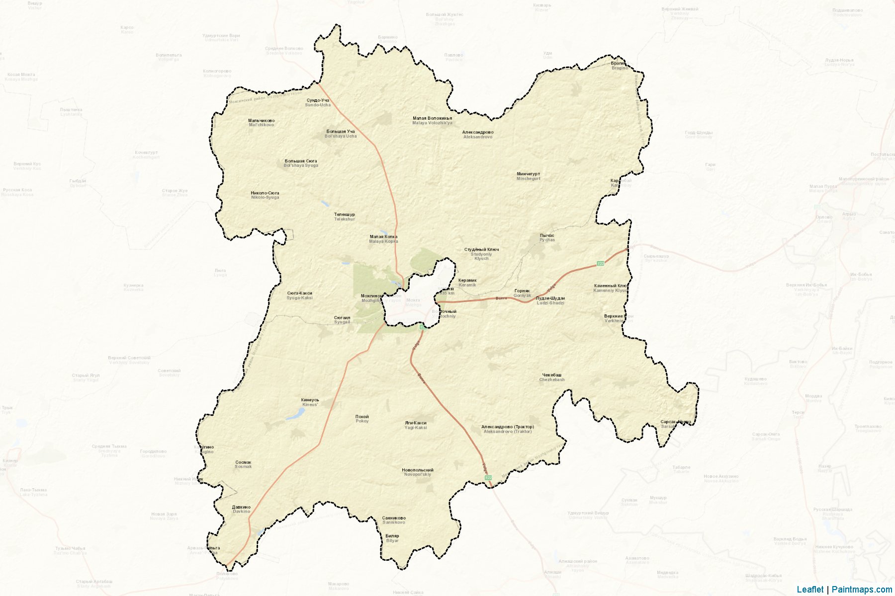 Muestras de recorte de mapas Mozhginskiy (Udmurt)-2