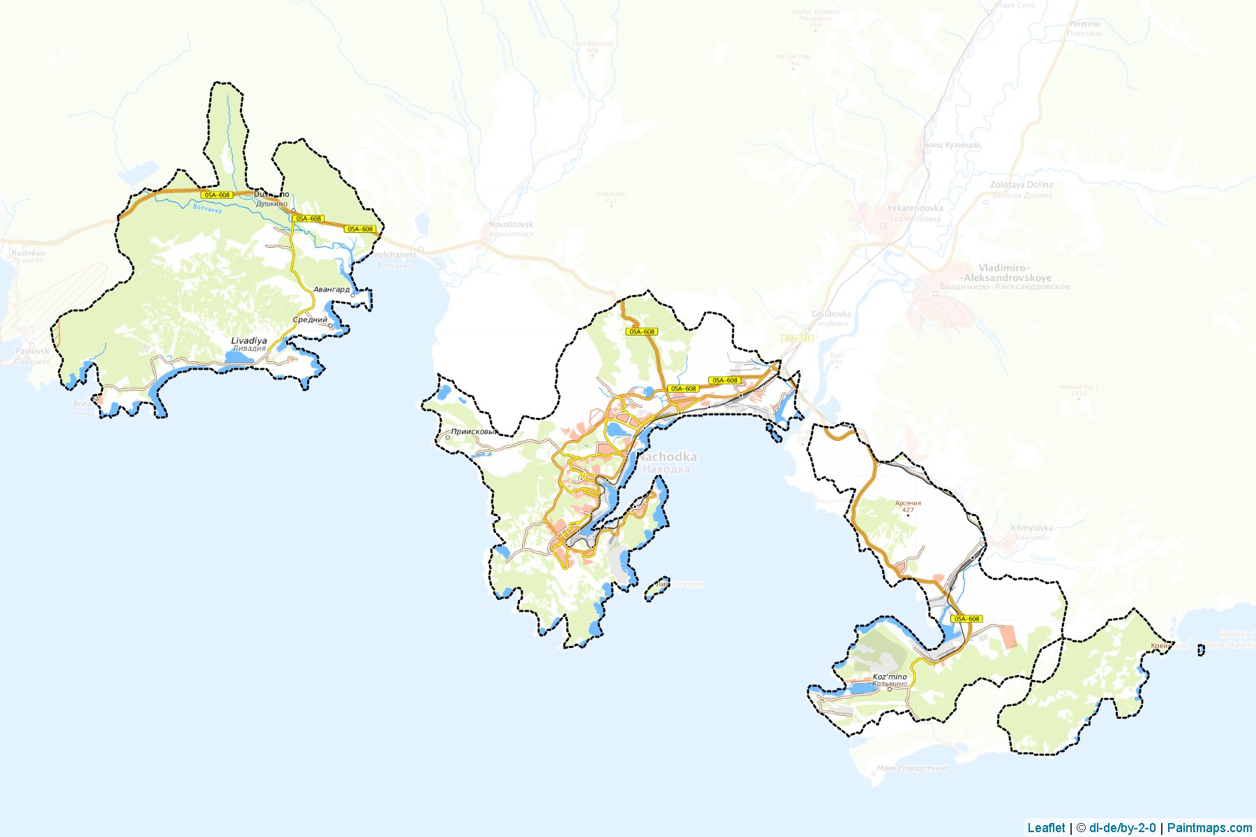 Muestras de recorte de mapas Nakhodkinskiy (Primorsky)-1