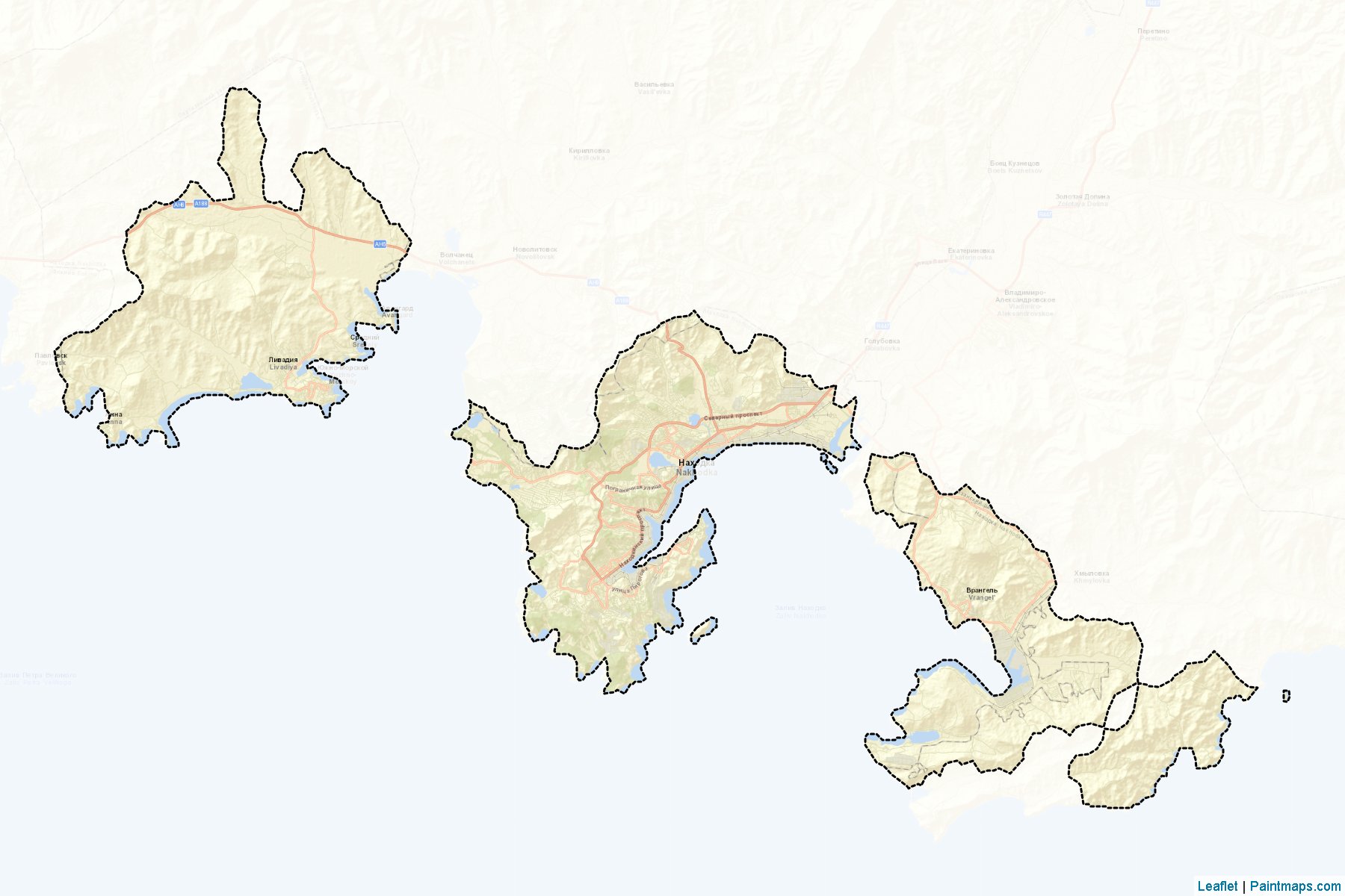 Muestras de recorte de mapas Nakhodkinskiy (Primorsky)-2