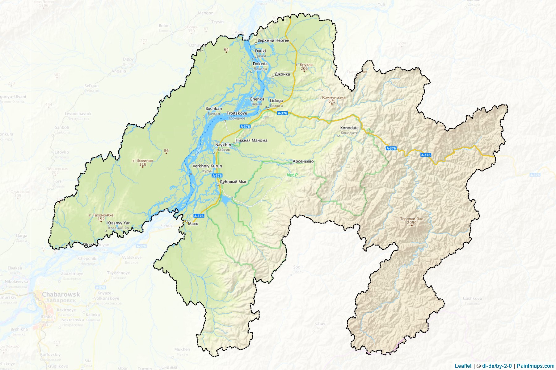 Muestras de recorte de mapas Nanajskiy (Khabarovsk)-1