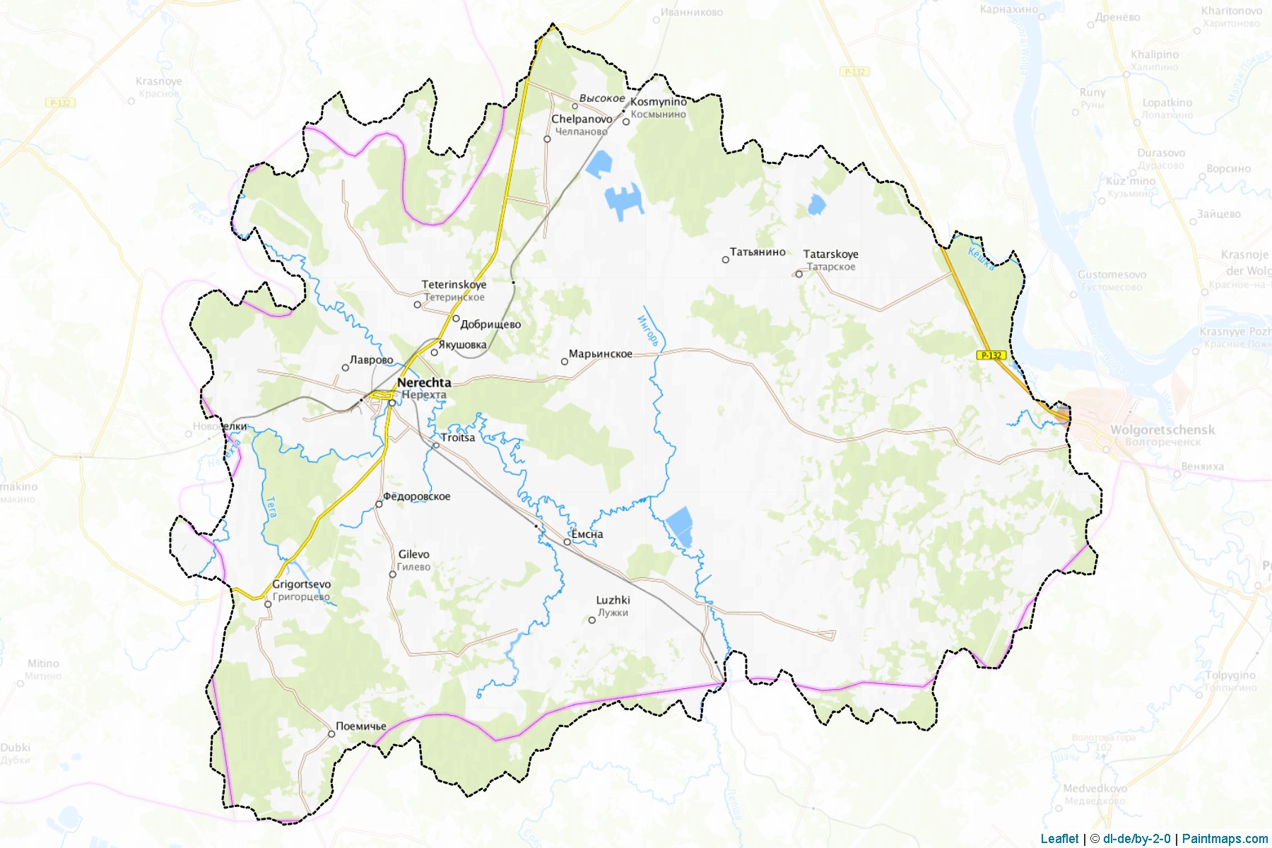 Muestras de recorte de mapas Nerekhtskiy (Kostroma)-1