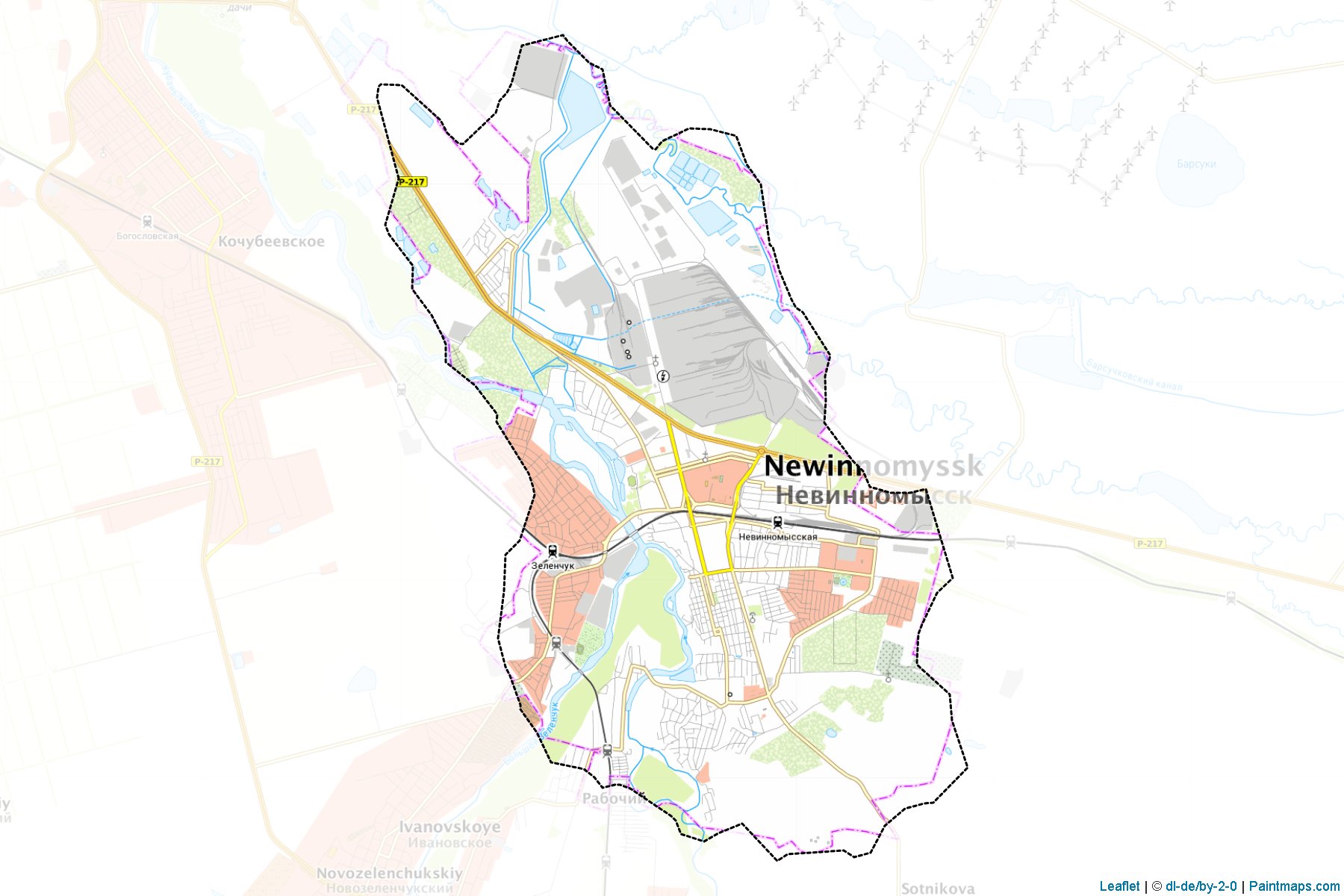 Muestras de recorte de mapas Nevinnomyssk (Stavropol)-1