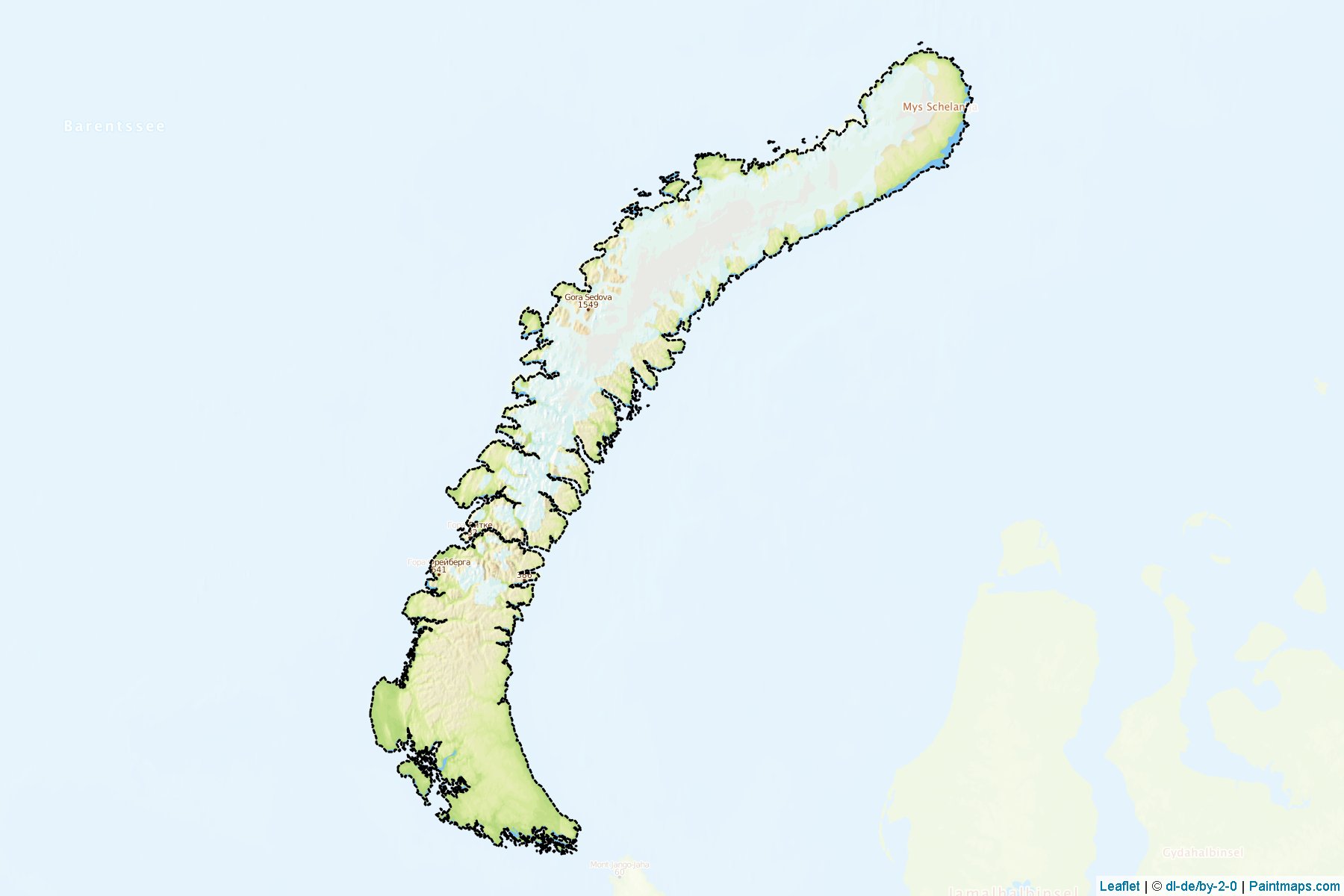 Muestras de recorte de mapas Novaja Zemlja (Arkhangelsk)-1