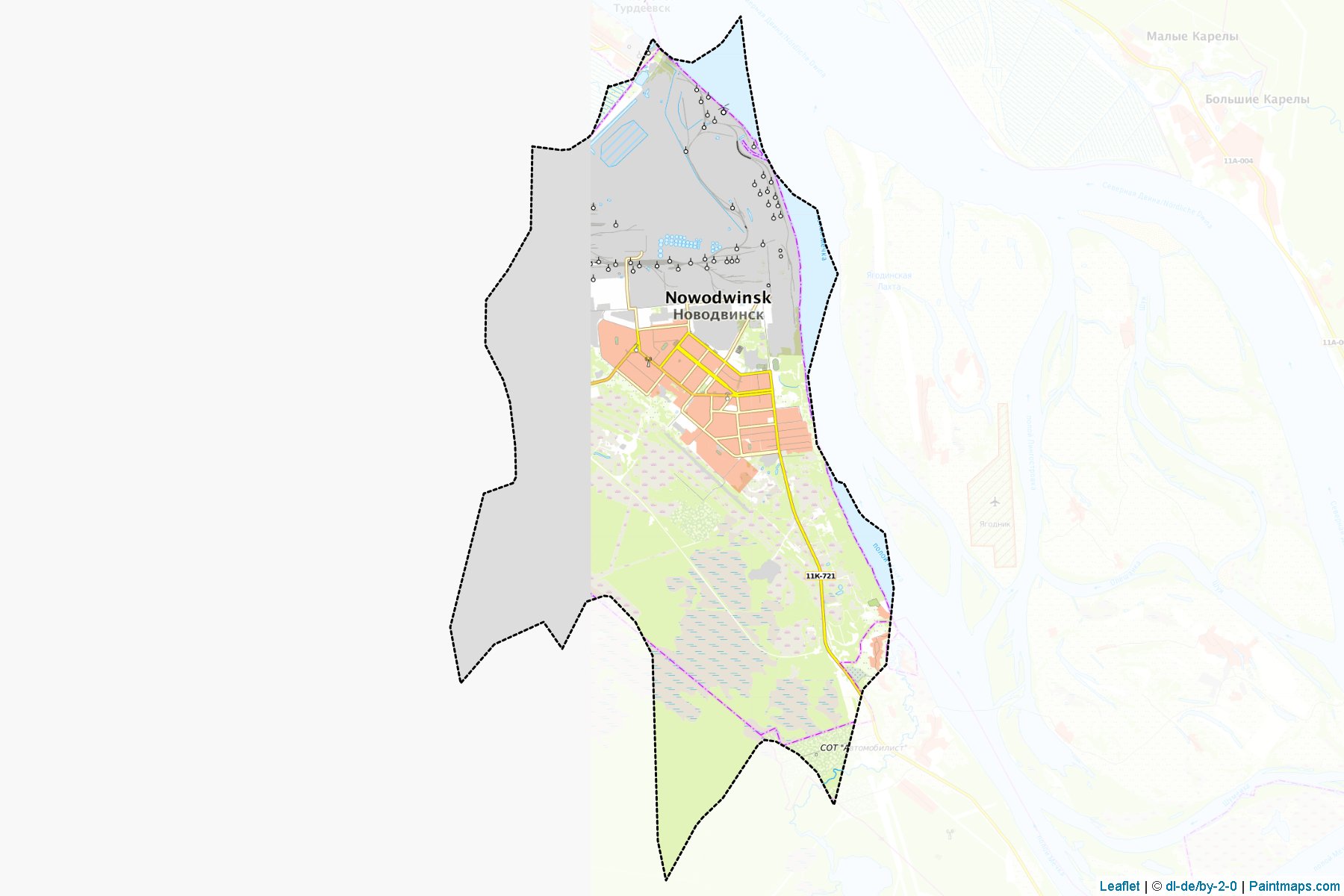 Muestras de recorte de mapas Novodvinsk (Arkhangelsk)-1