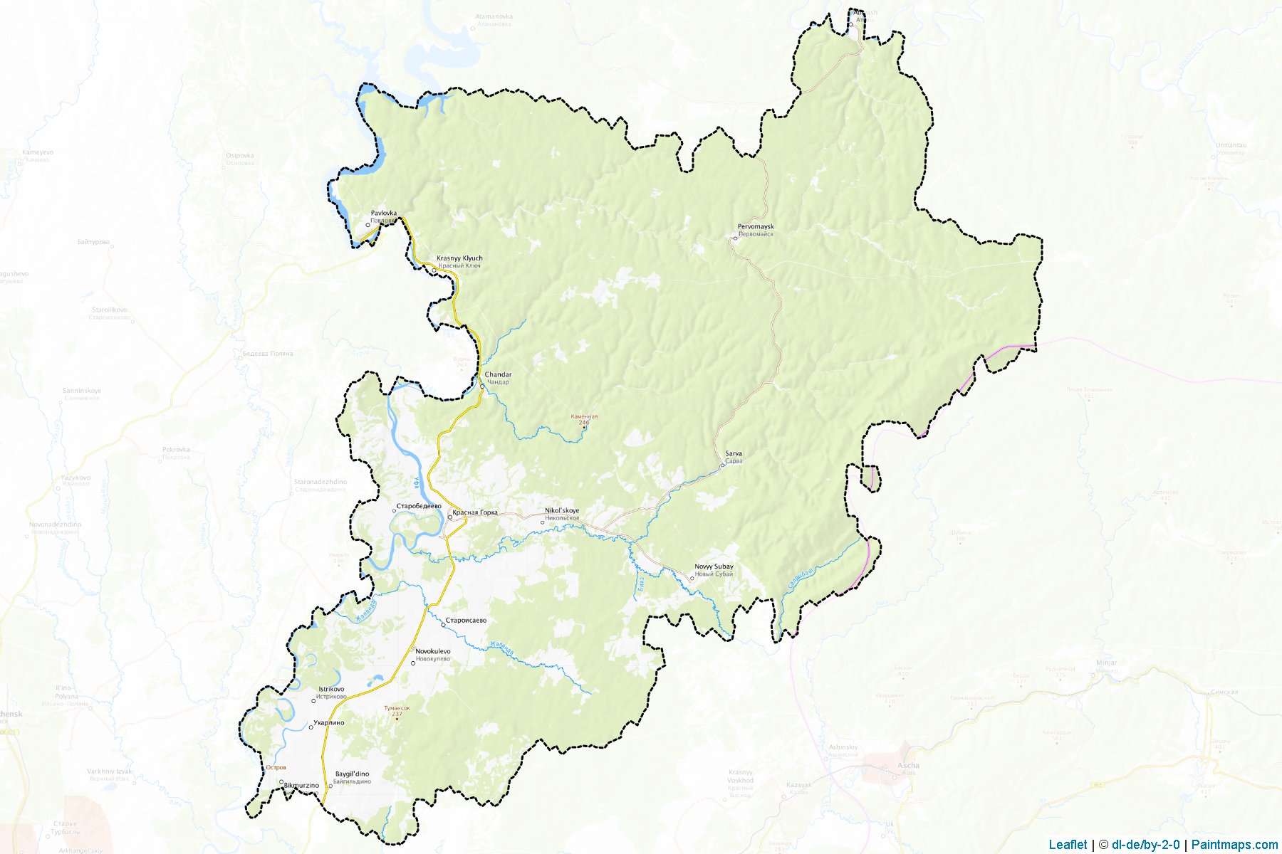 Muestras de recorte de mapas Nurimanovskiy (Bashkortostan)-1