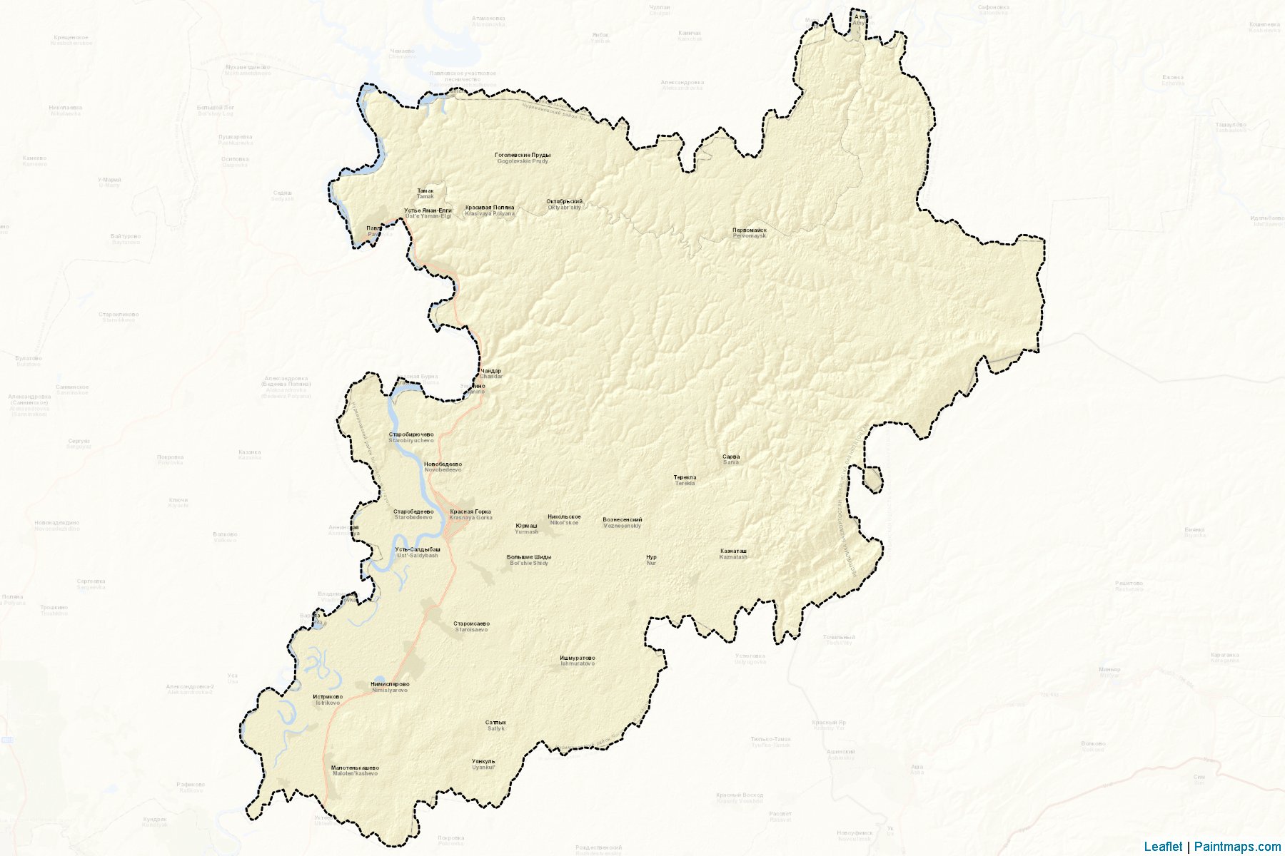 Muestras de recorte de mapas Nurimanovskiy (Bashkortostan)-2