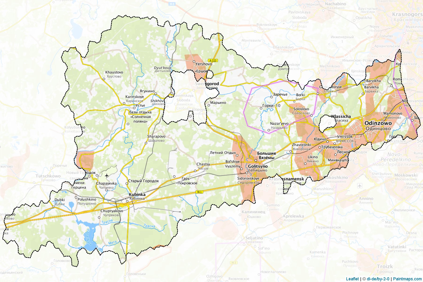 Muestras de recorte de mapas Odincovskiy (Moscow Oblast)-1