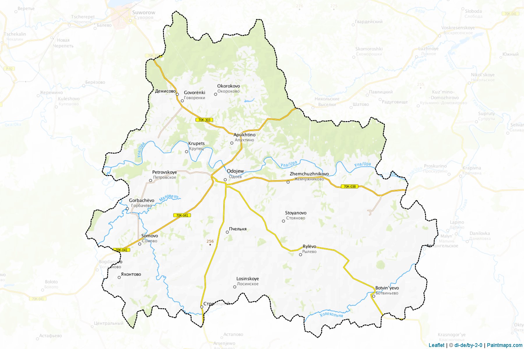 Muestras de recorte de mapas Odoevskiy (Tula)-1