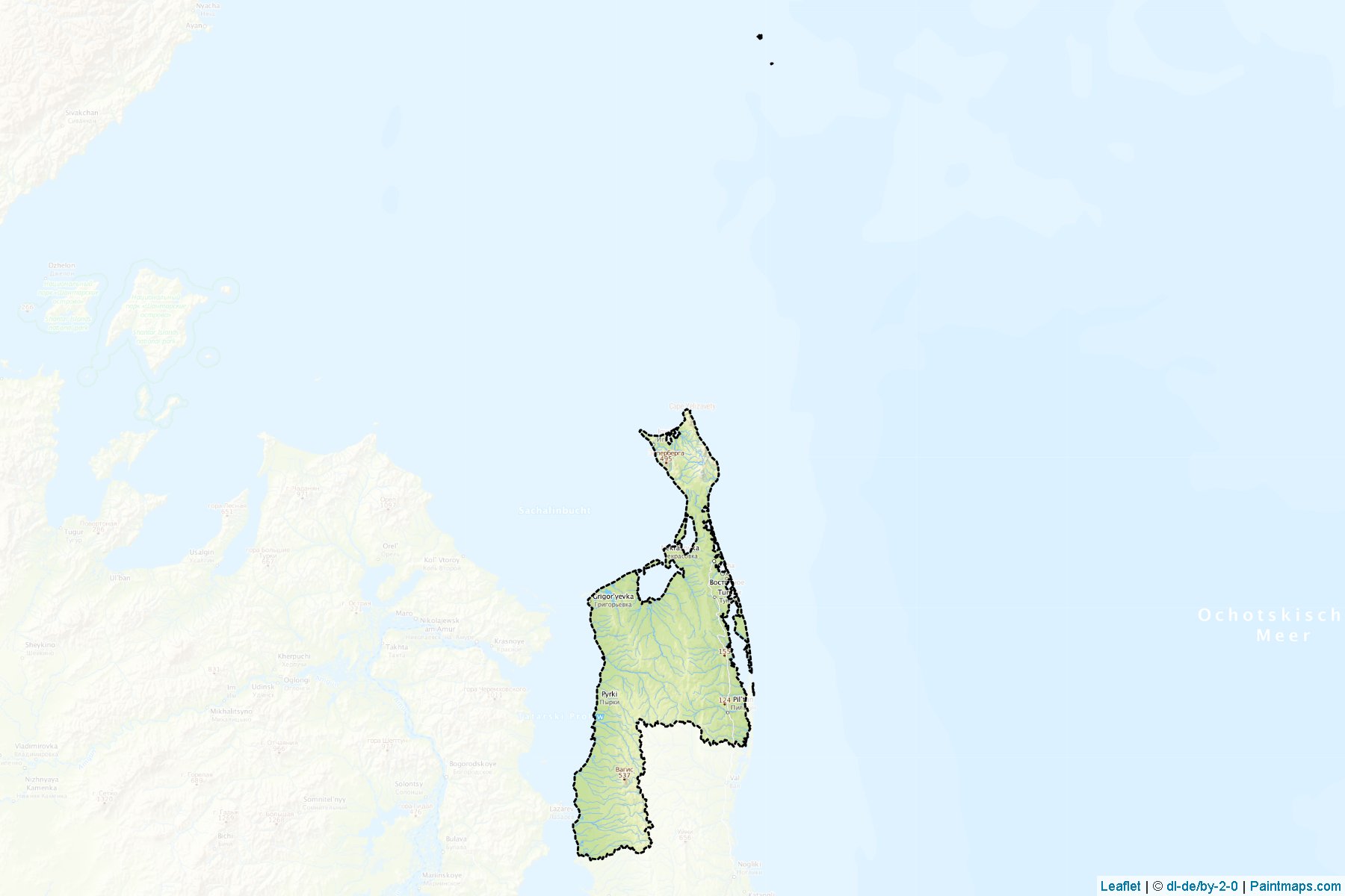 Muestras de recorte de mapas Okhinskiy (Sakhalin)-1