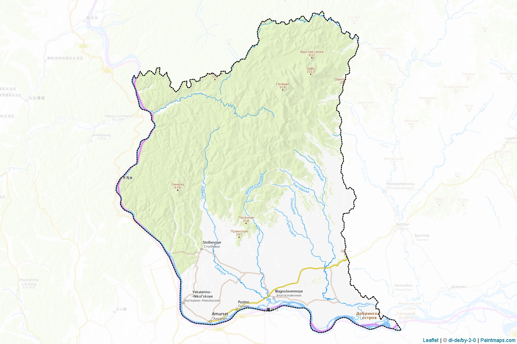 Muestras de recorte de mapas Oktjabr'skiy (Yevrey)-1