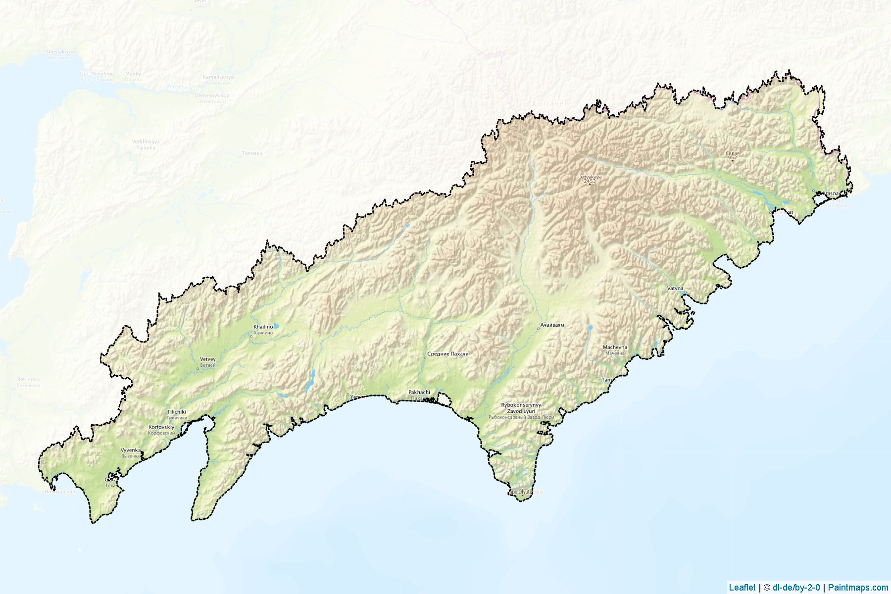 Muestras de recorte de mapas Oljutorskiy (Kamchatka)-1