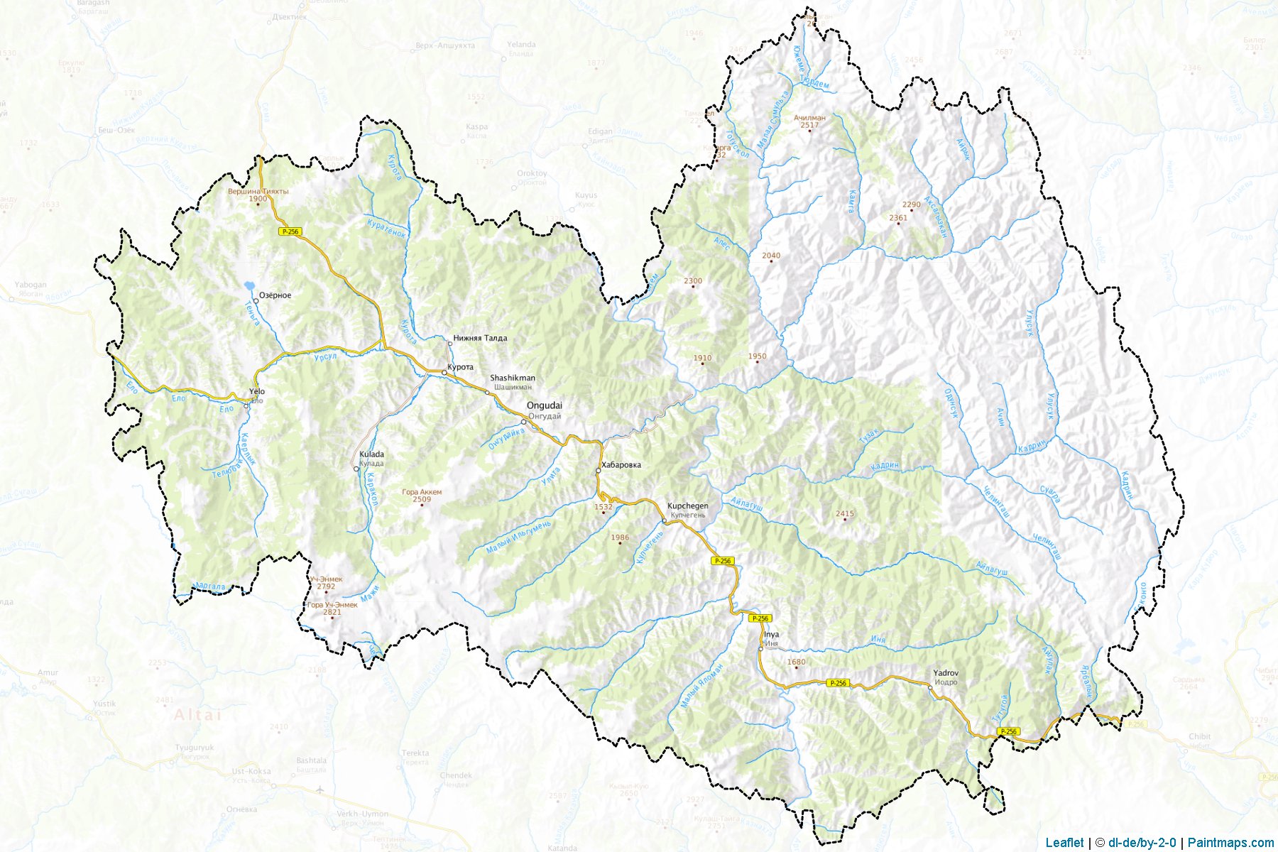 Muestras de recorte de mapas Ongudajskiy (Gorno-Altay)-1