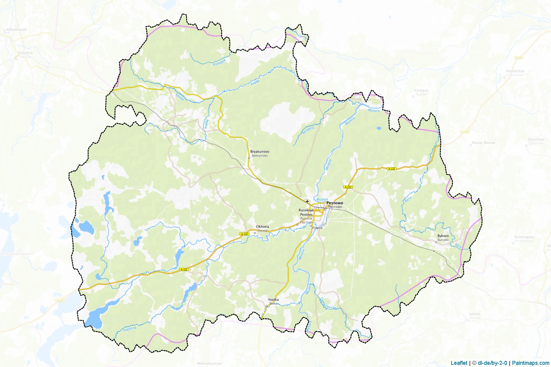 Muestras de recorte de mapas Pestovskiy (Novgorod)-1