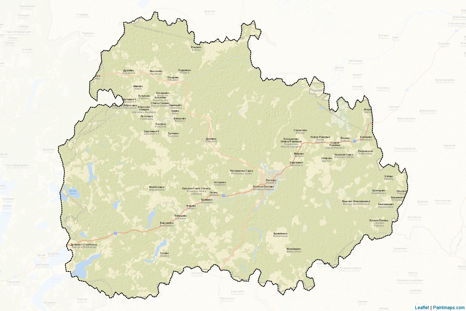 Muestras de recorte de mapas Pestovskiy (Novgorod)-2