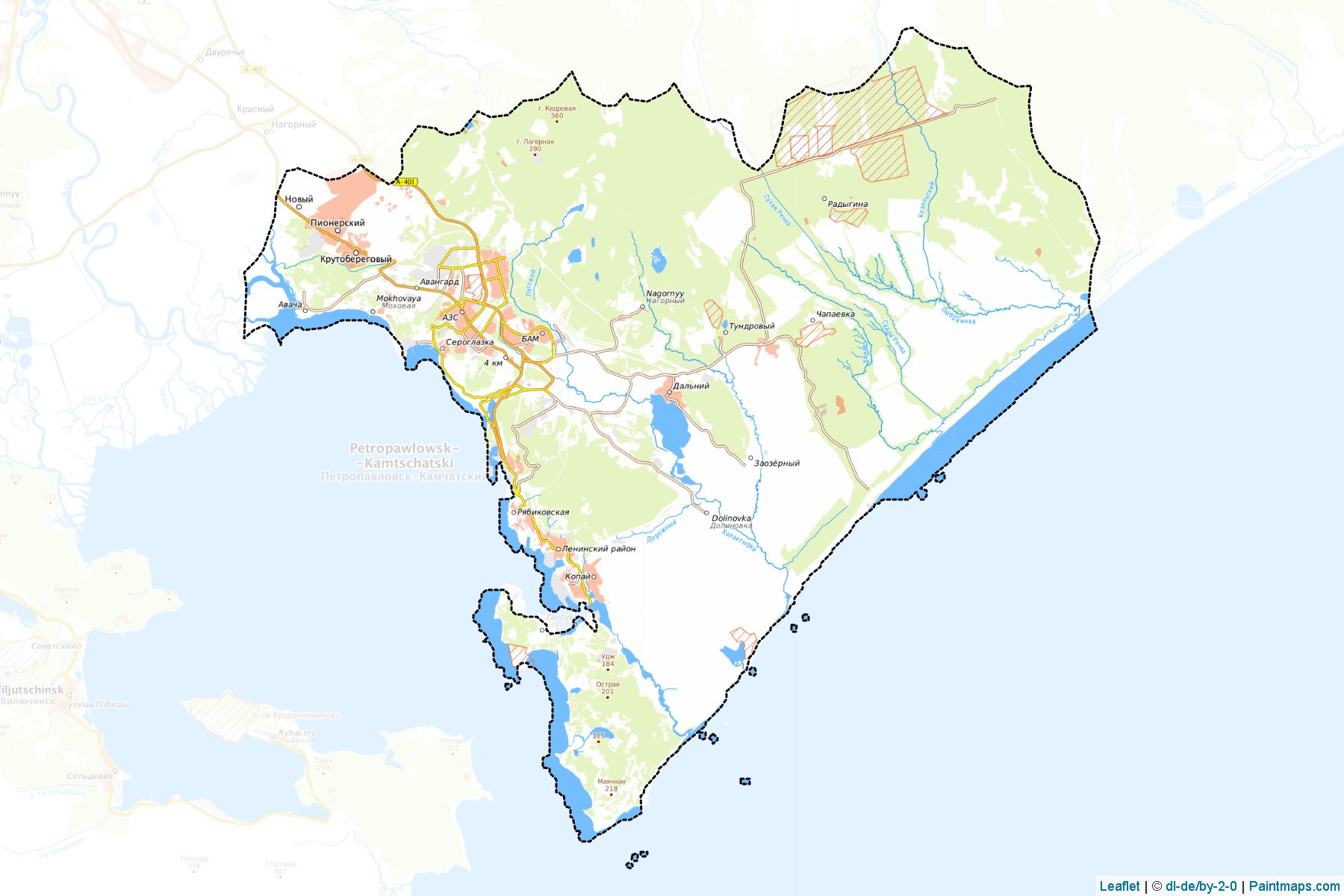 Petropavlovsk-Kamchatskiy (Kamchatka) Map Cropping Samples-1