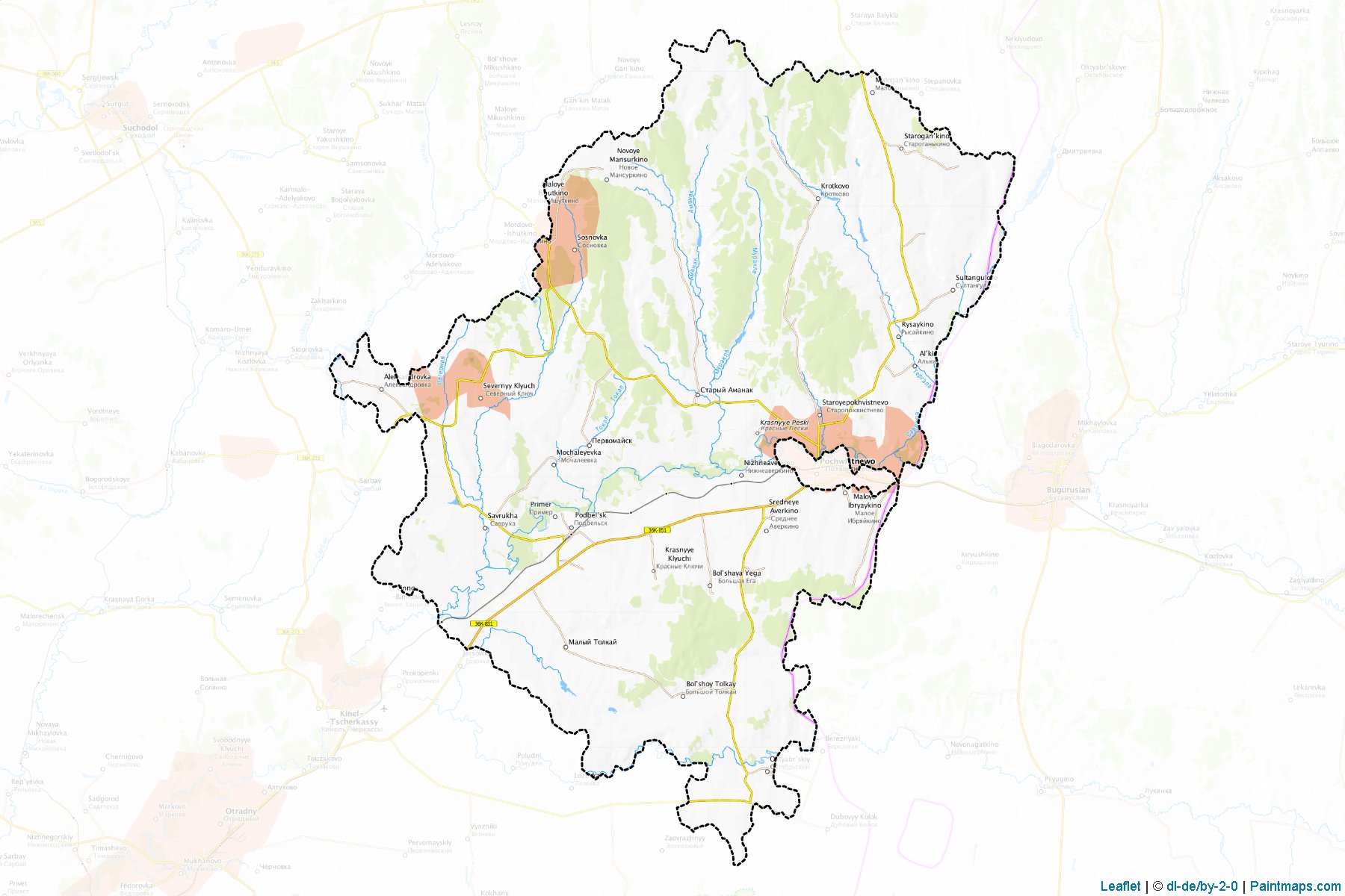 Muestras de recorte de mapas Pokhvistnevskiy (Samara)-1