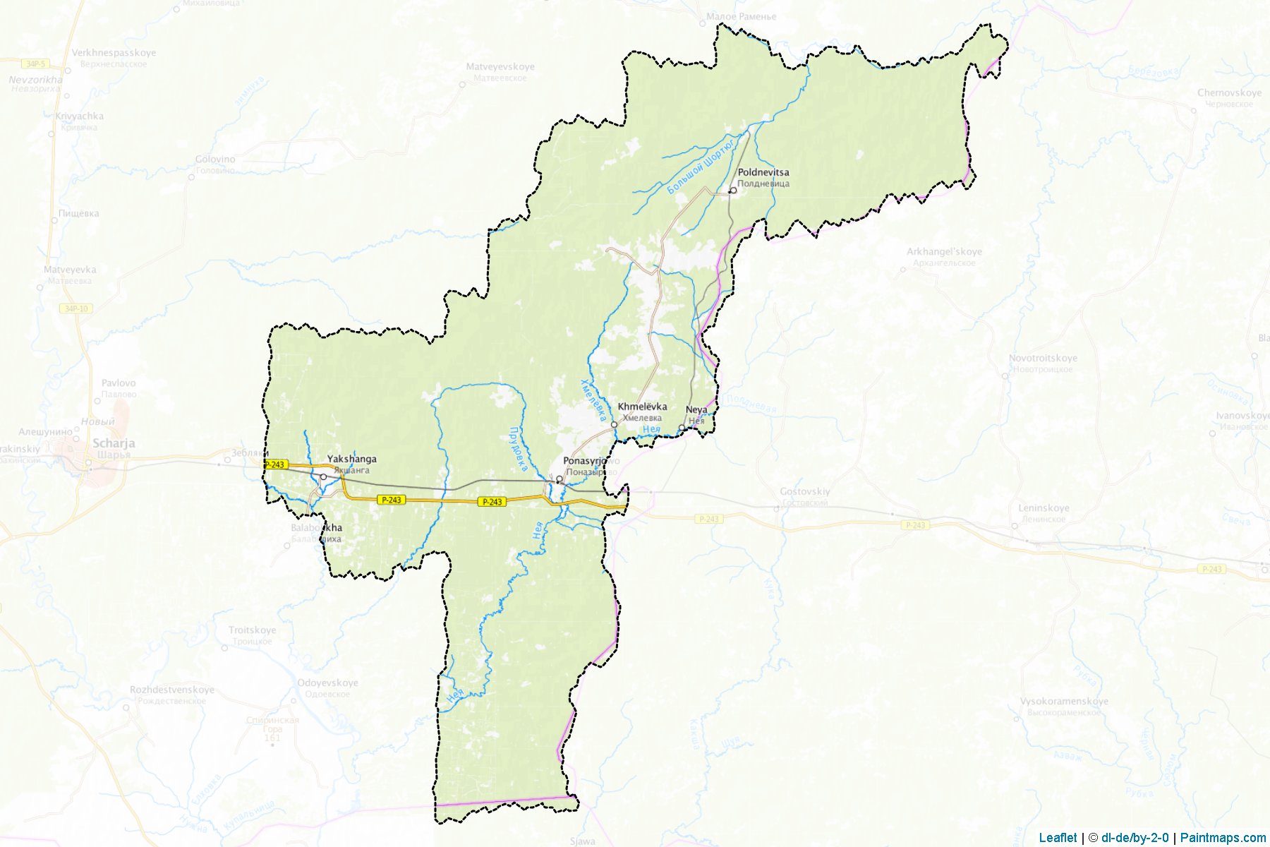 Muestras de recorte de mapas Ponazyrevskiy (Kostroma)-1