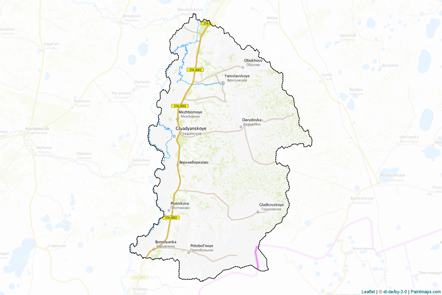 Muestras de recorte de mapas Pritobol'nyj (Kurgan)-1