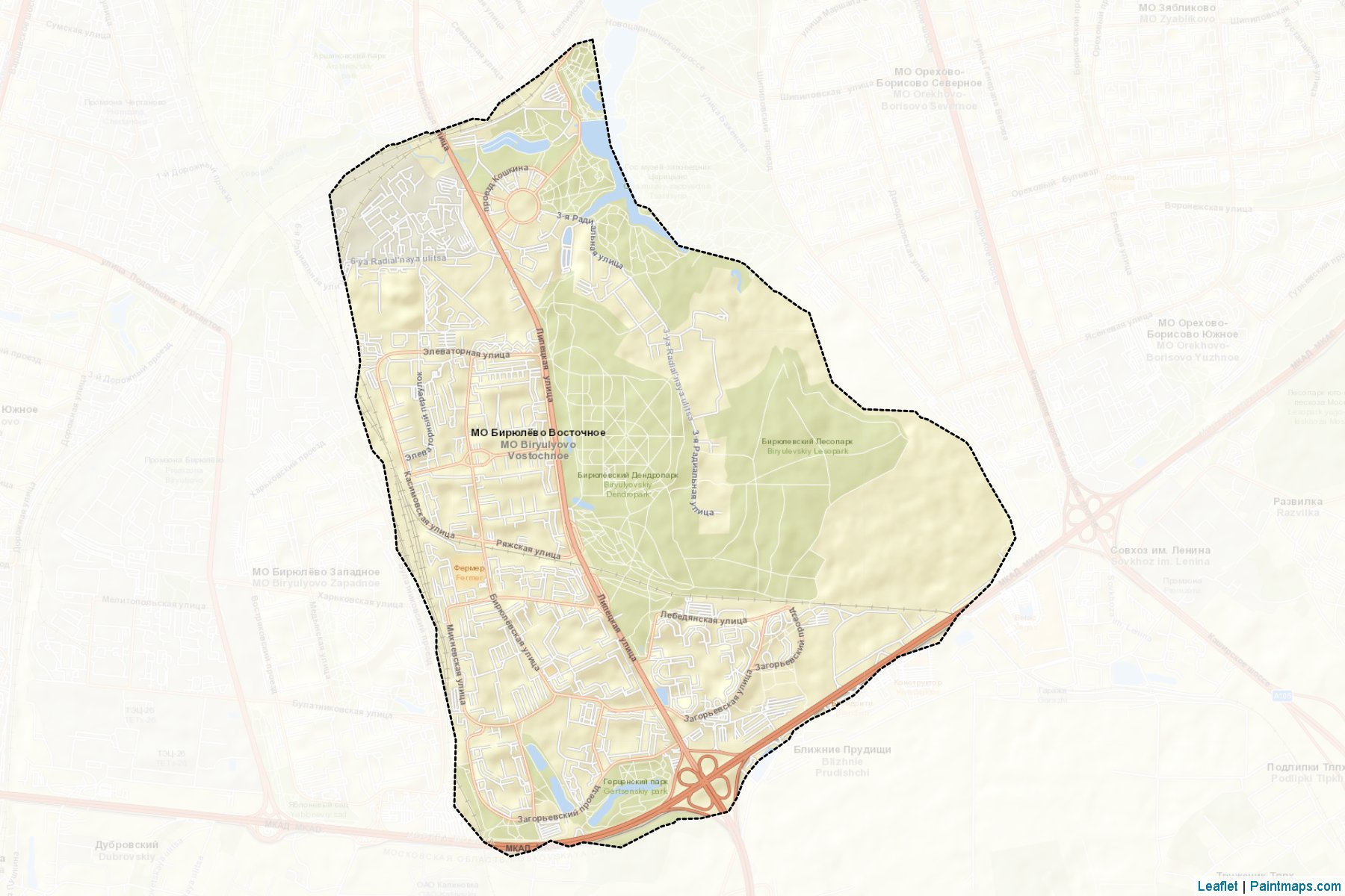 Muestras de recorte de mapas Birjuljovo Vostochnoe (Moscow)-2