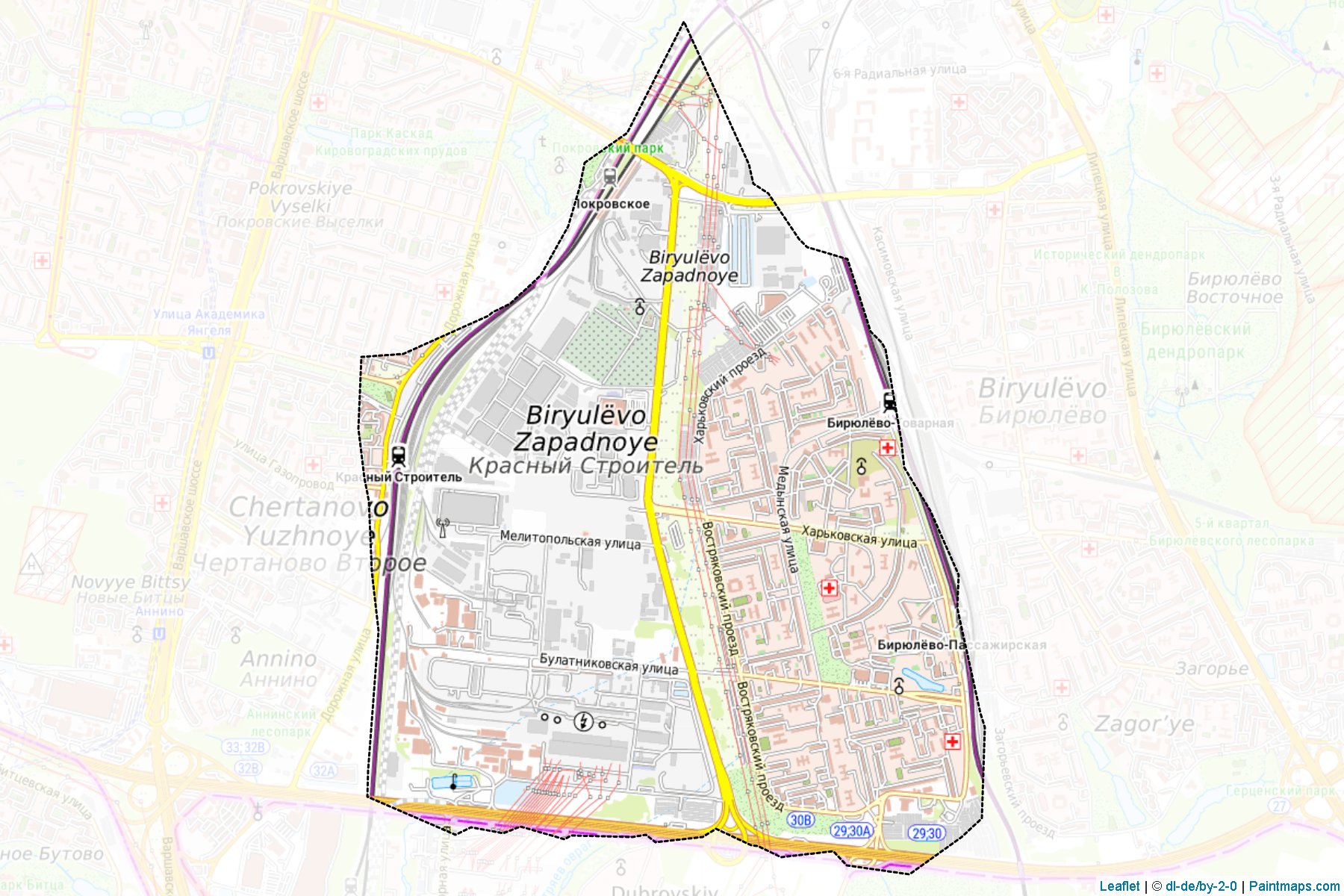 Birjuljovo Zapadnoe (Moscow City) Map Cropping Samples-1