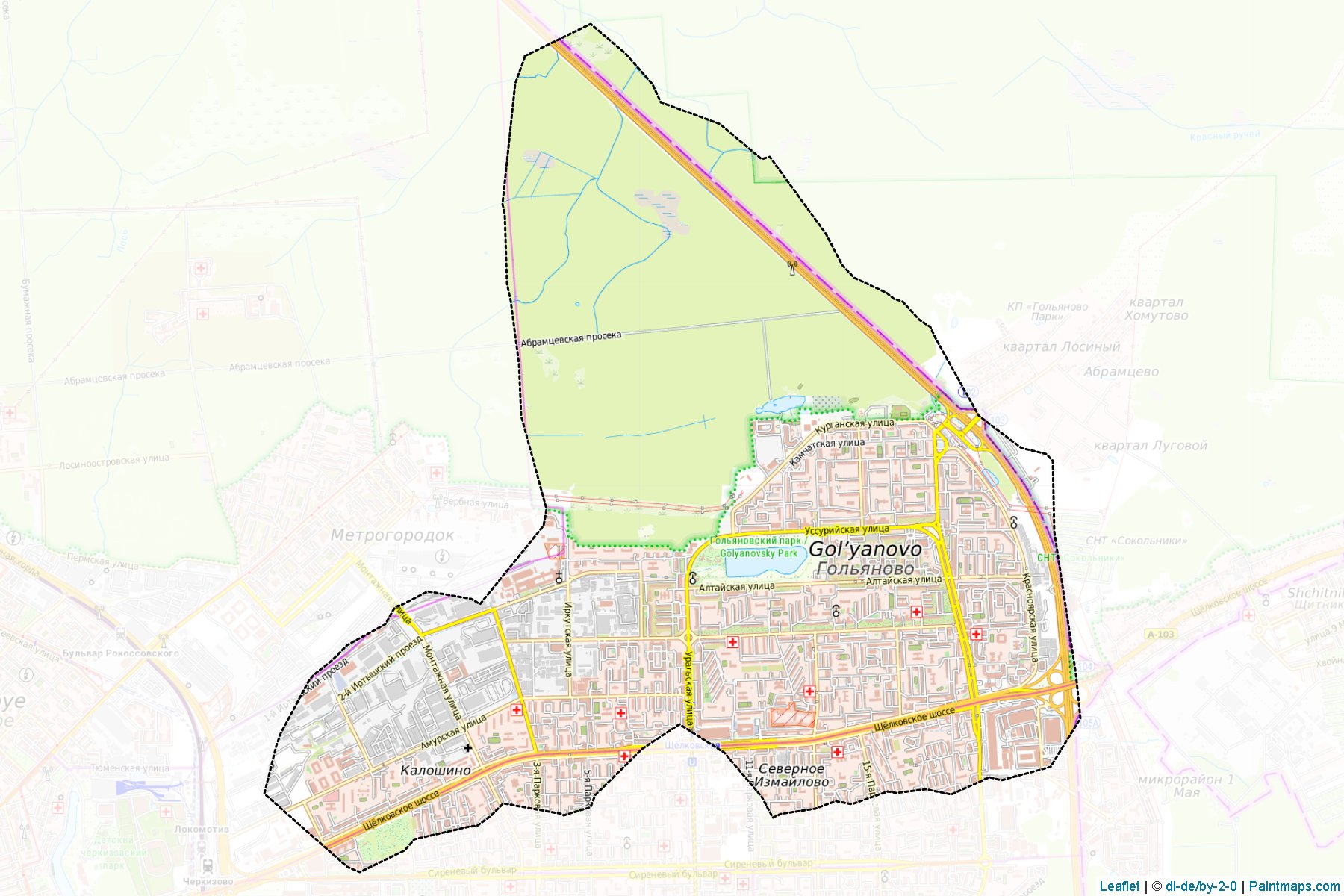 Muestras de recorte de mapas Gol'janovo (Moscow)-1