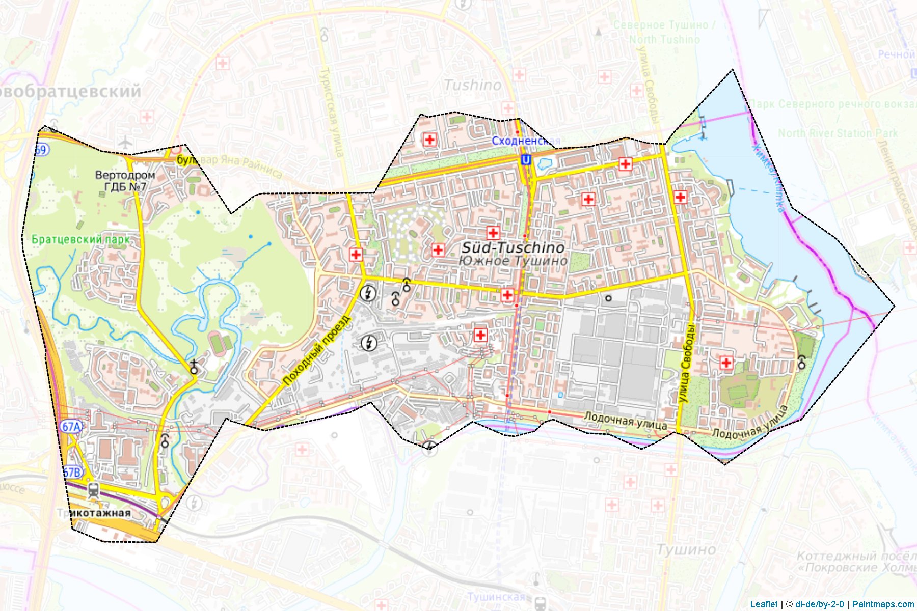 Muestras de recorte de mapas Juzhnoe Tushino (Moscow)-1