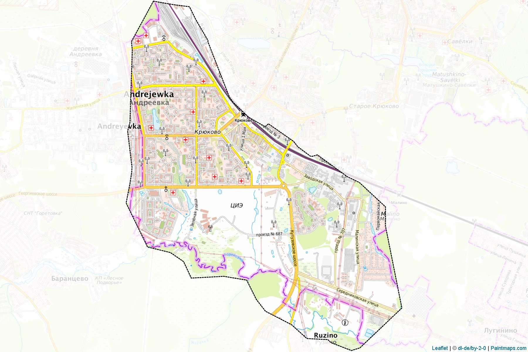 Muestras de recorte de mapas Krjukovo (Moscow)-1