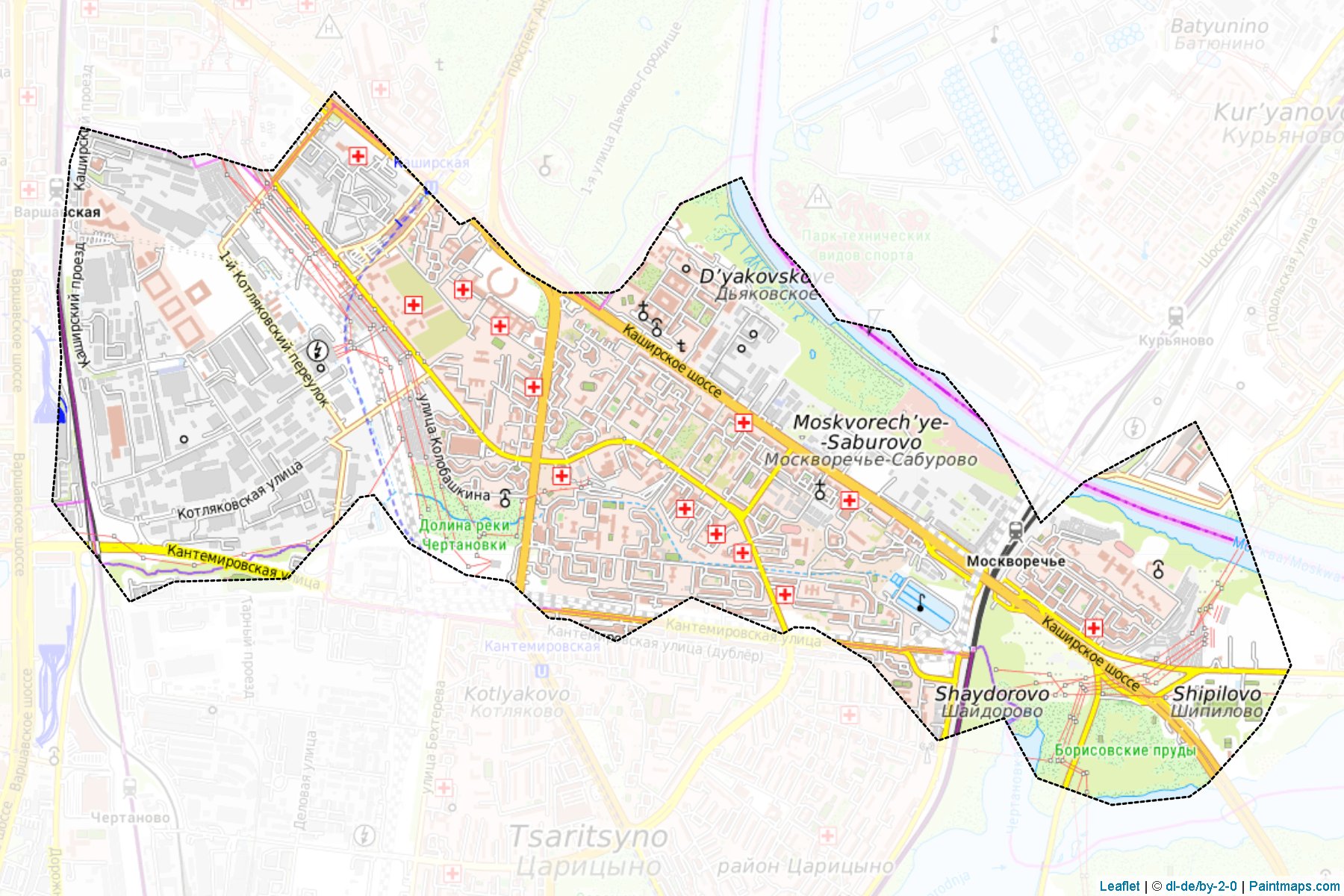 Muestras de recorte de mapas Moskvorech'e-Saburovo (Moscow)-1