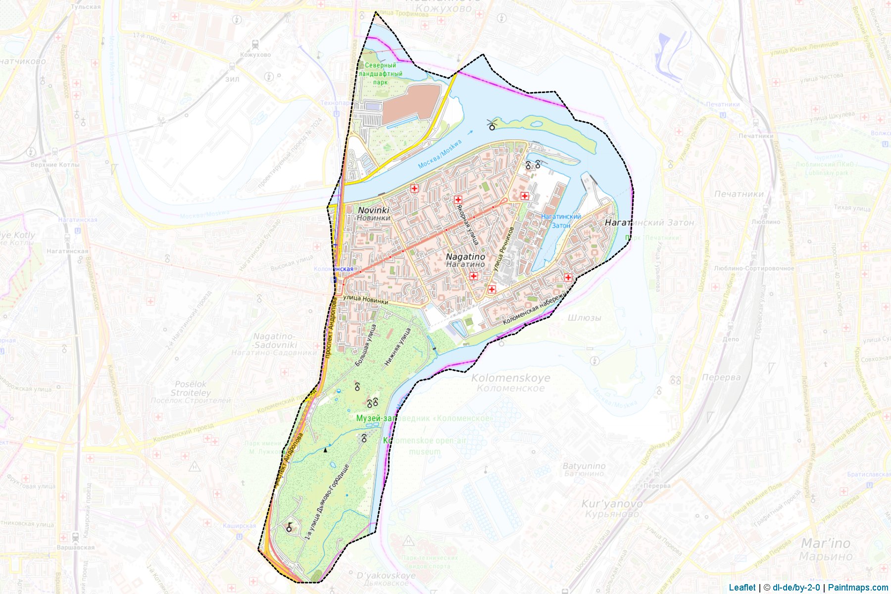 Muestras de recorte de mapas Nagatinskiy Zaton (Moscow)-1