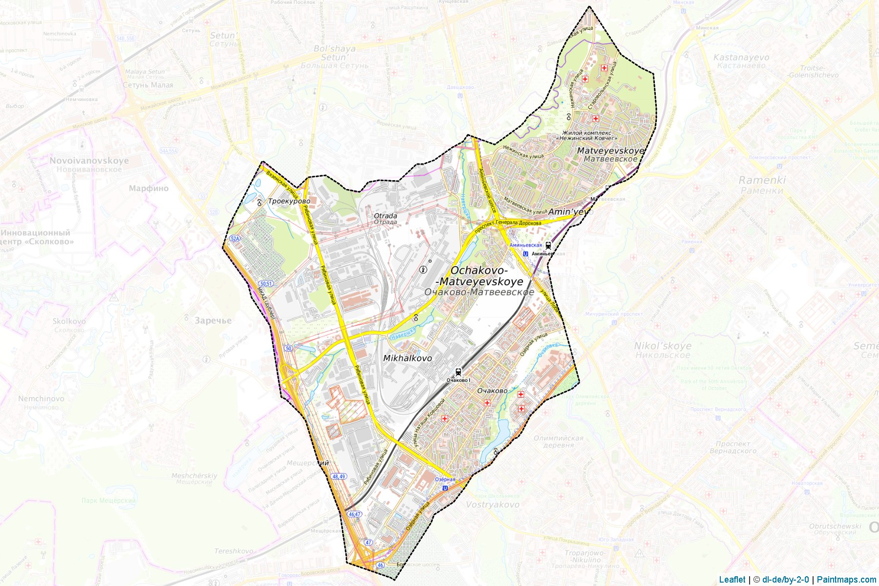 Muestras de recorte de mapas Ochakovo-Matveevskoe (Moscow)-1